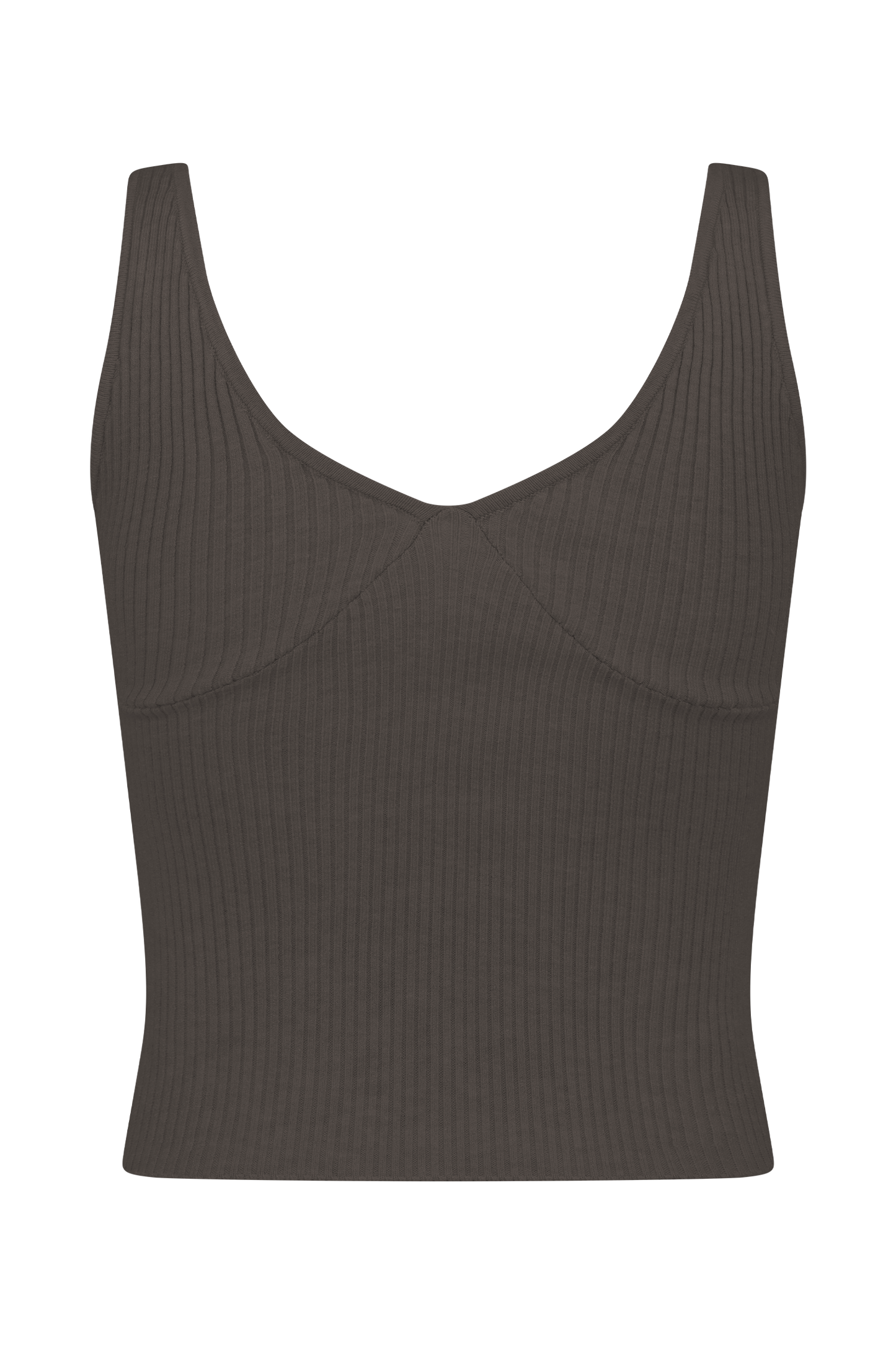 Natalya Ribbed Knit Cami Top - Dark Chocolate