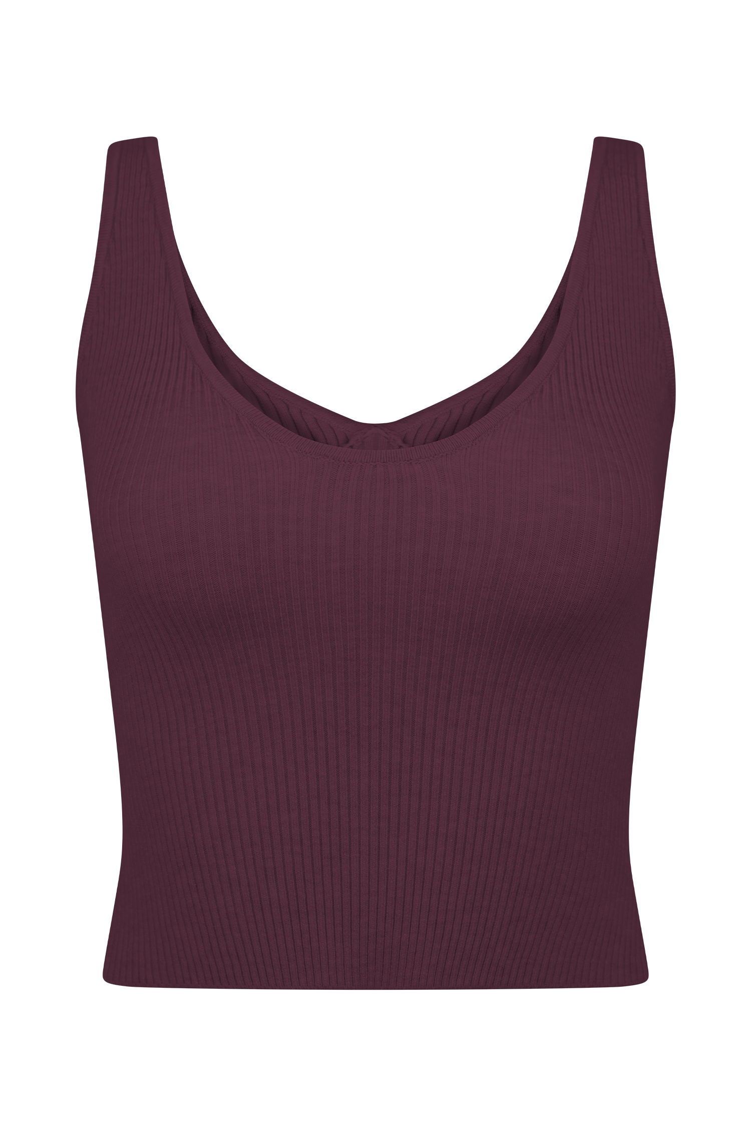 Natalya Ribbed Knit Cami Top - Merlot #6