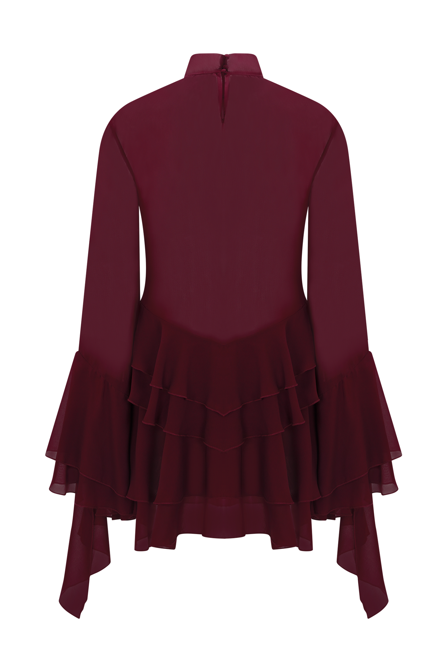 Nimah Chiffon Ruffle Mini Dress - Wine