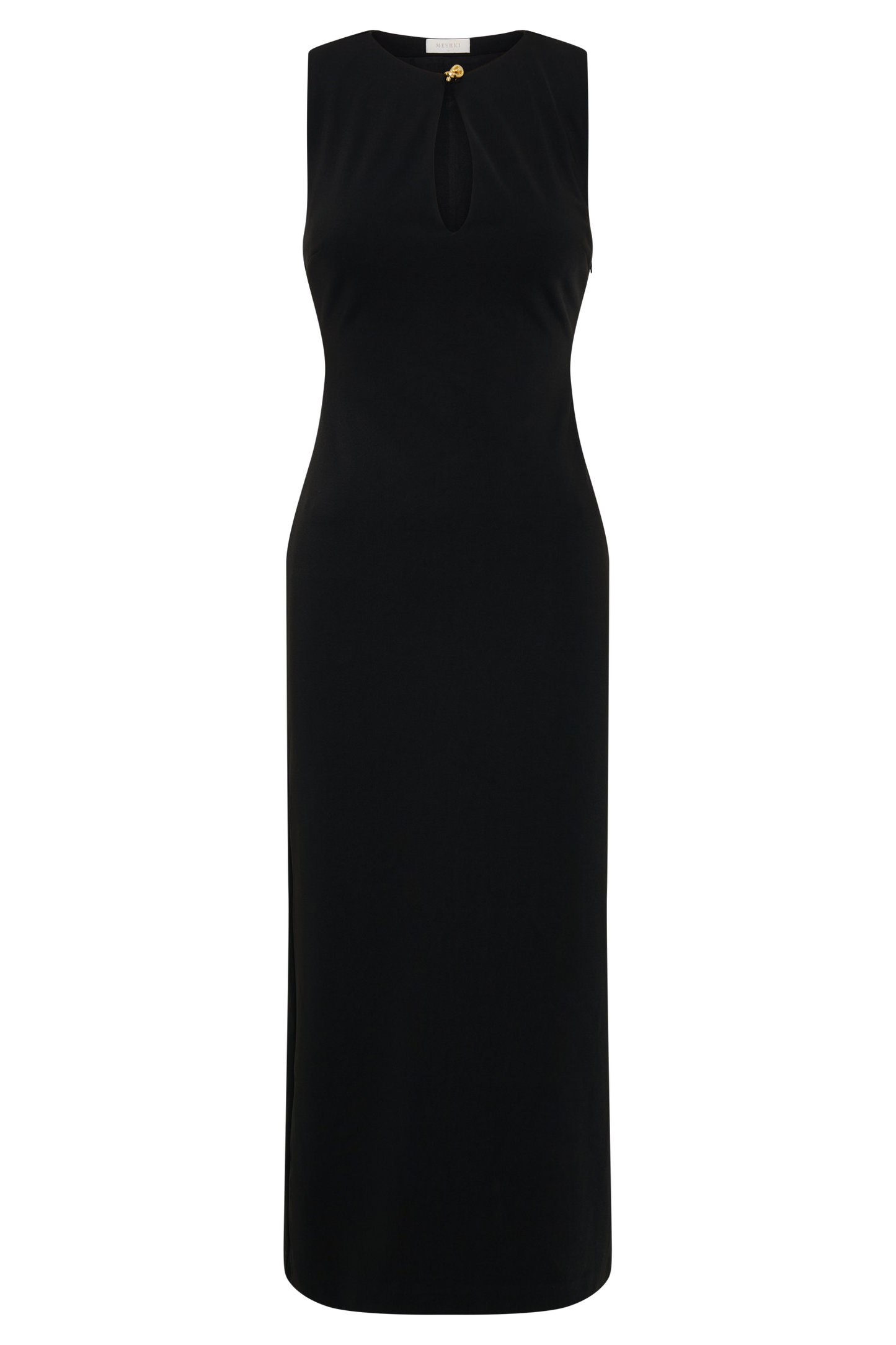 Norah Sleeveless Crepe Midi Dress - Black