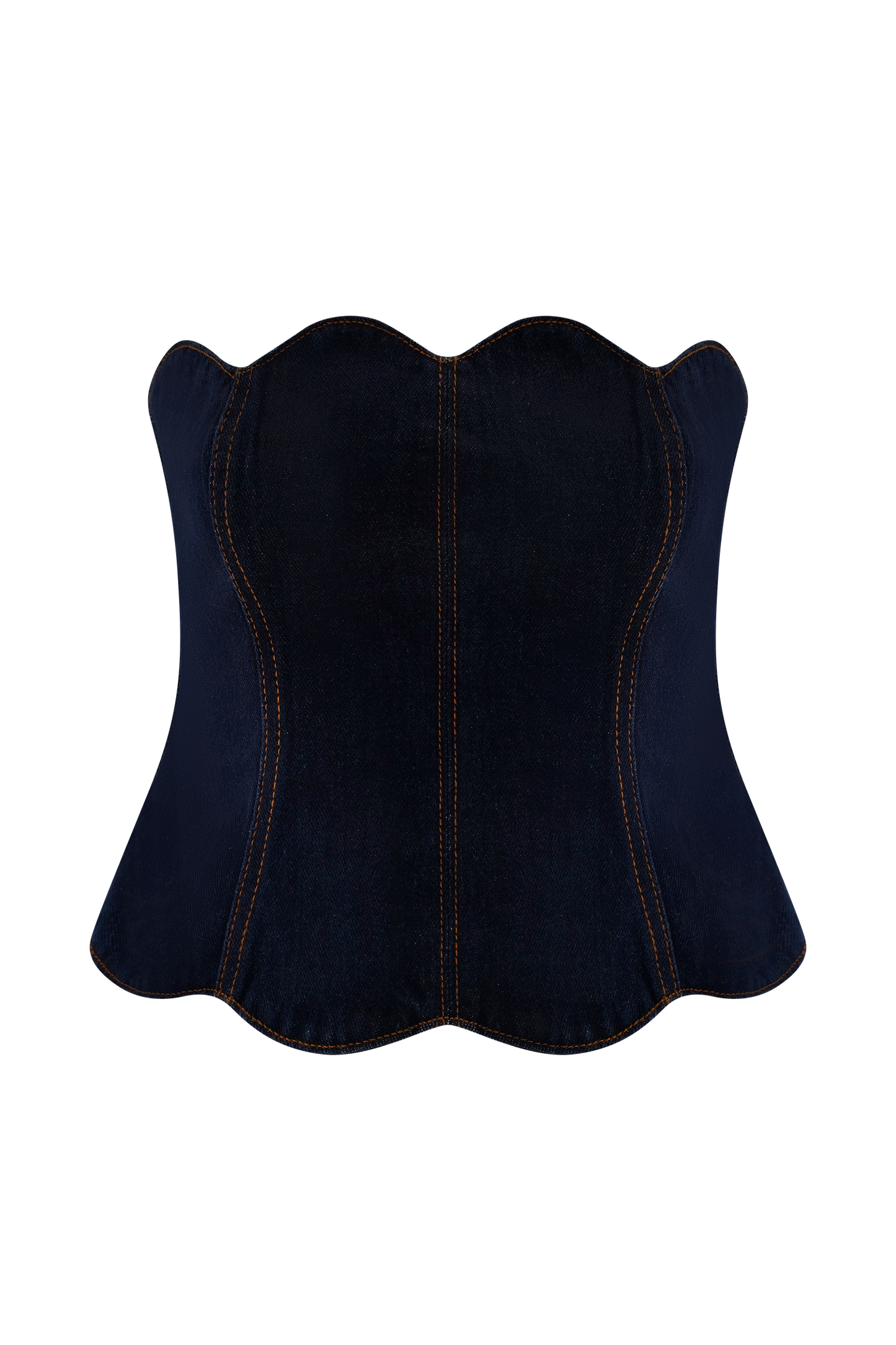 Oakley Strapless Scallop Denim Top - Indigo Blue