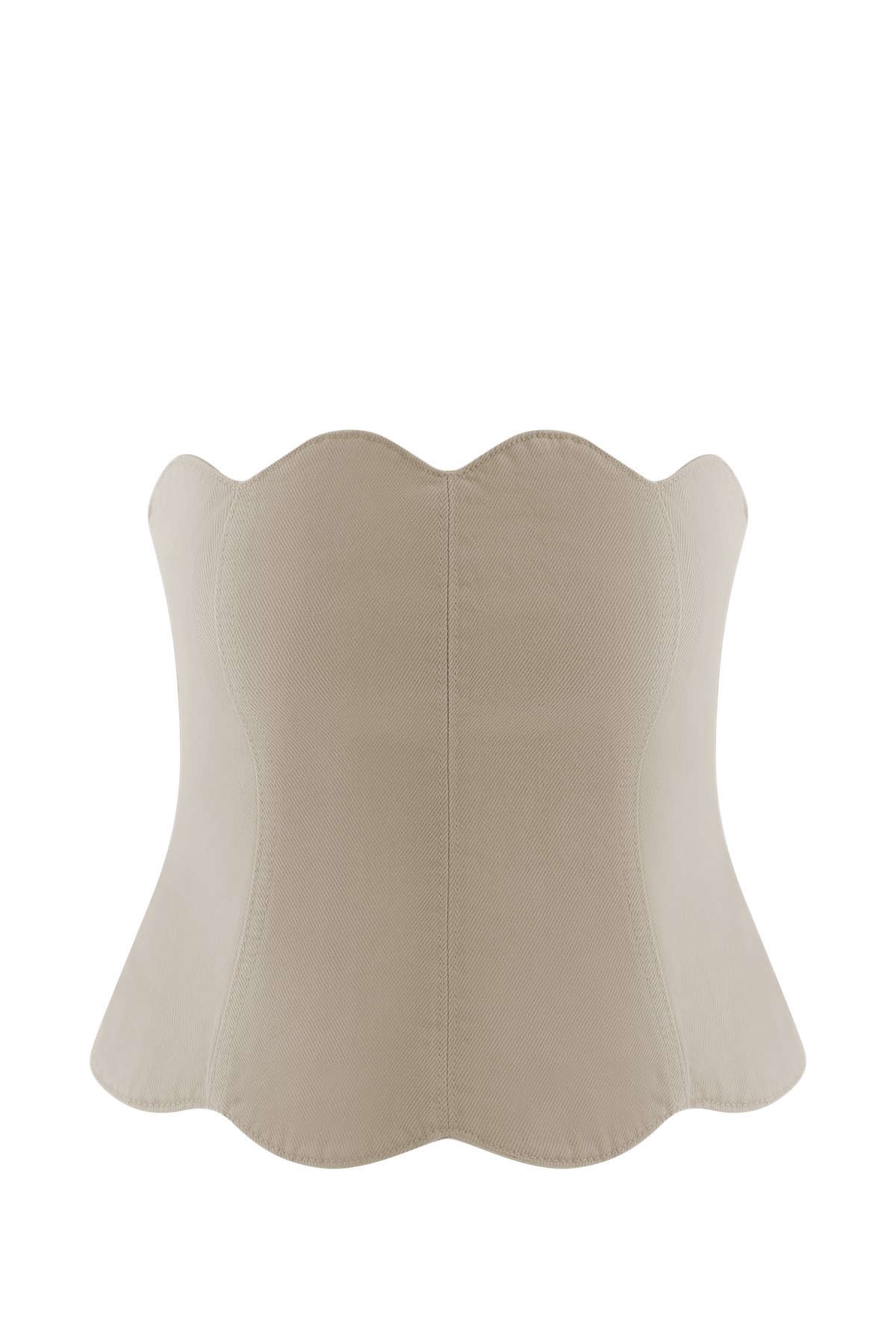 Oakley Strapless Scallop Denim Top - Stone Wash