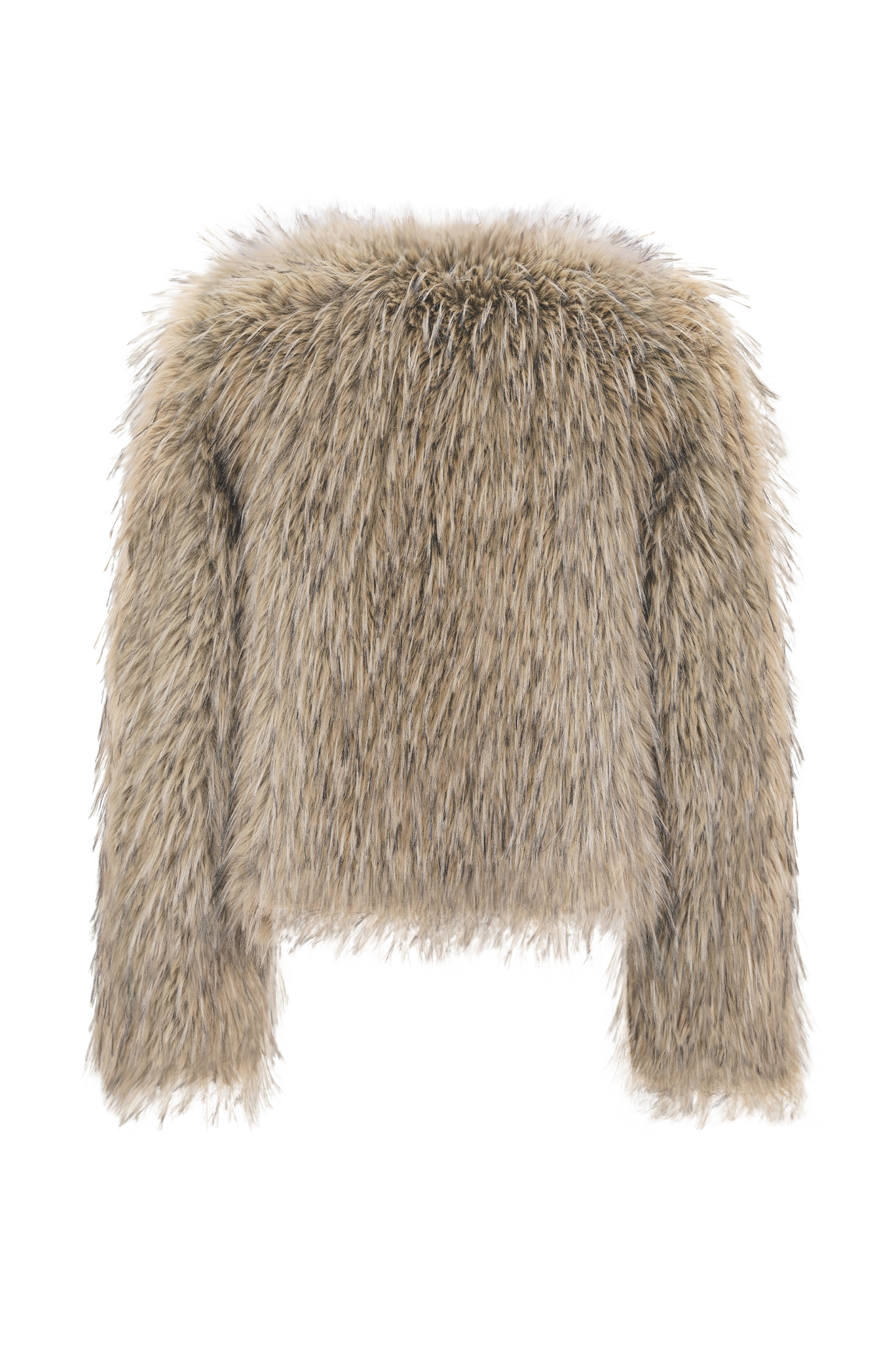 Ottie Mongolian Faux Fur Cropped Jacket - Brown Multi