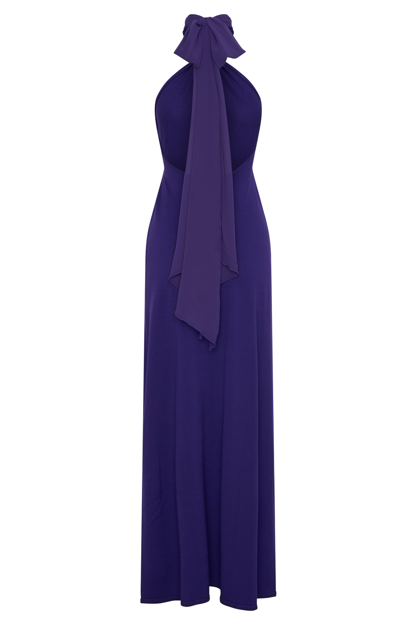 Ozias Halter Semi Sheer Knit Maxi Dress - Deep Purple