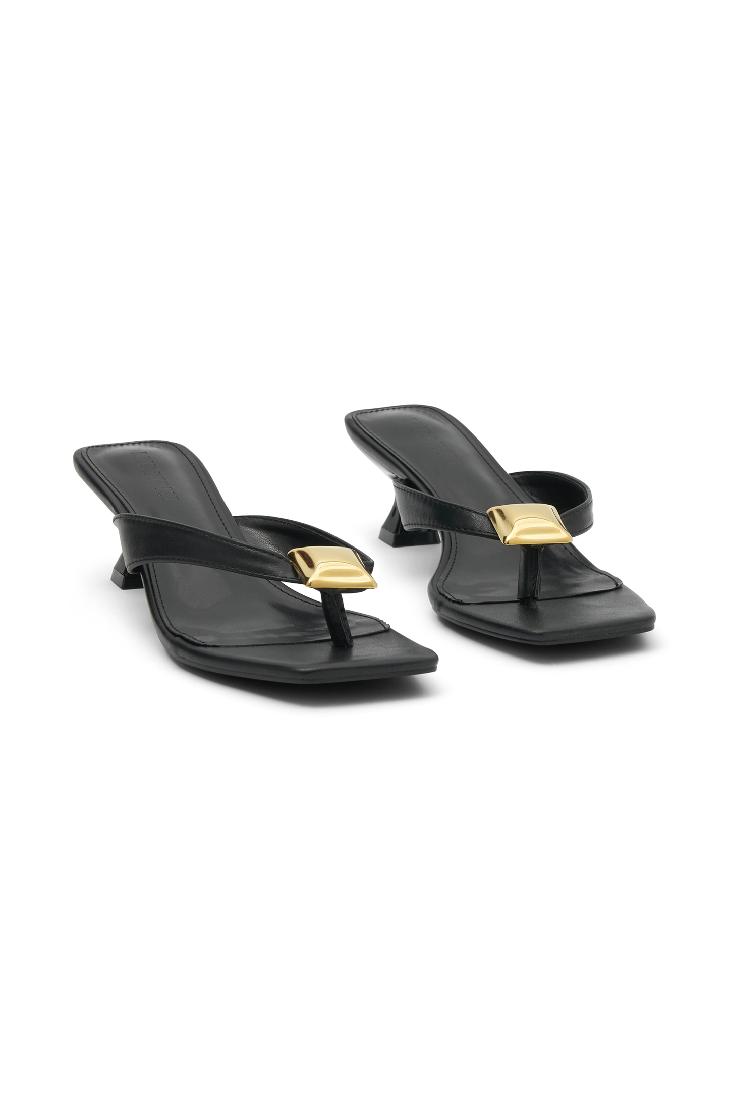 Paisley Kitten Heels With Hardware - Black