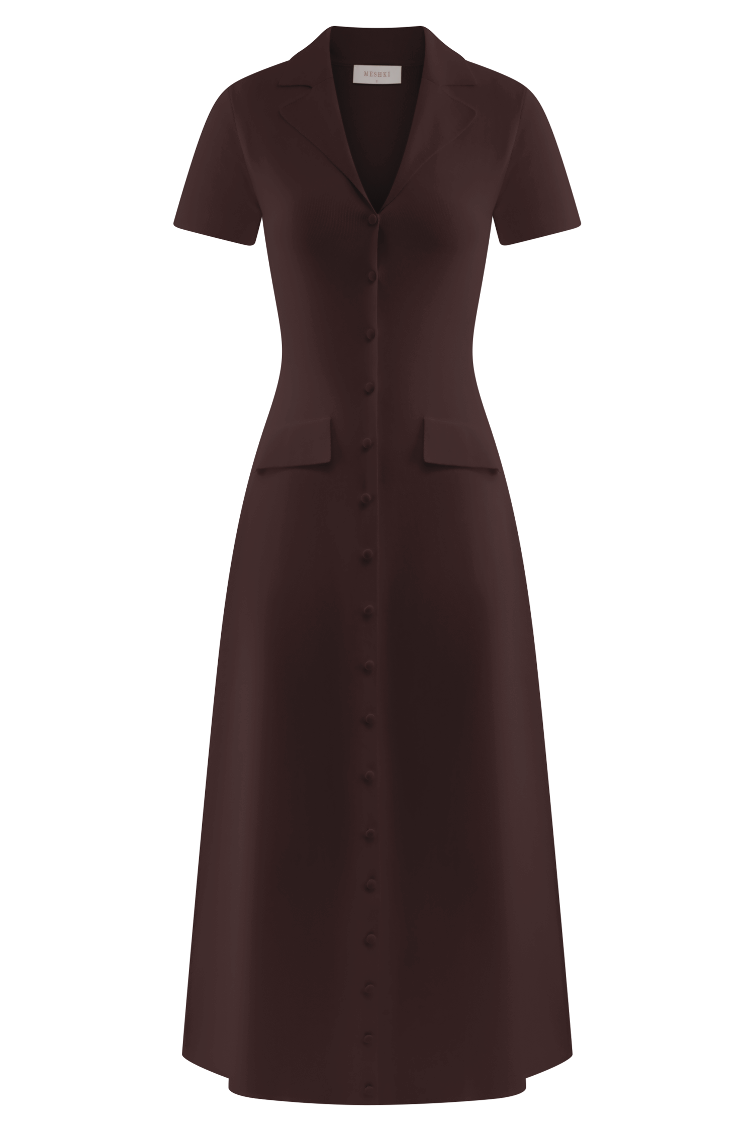 Pearson Short Sleeve Knit Midi Dress - Chocolate #9