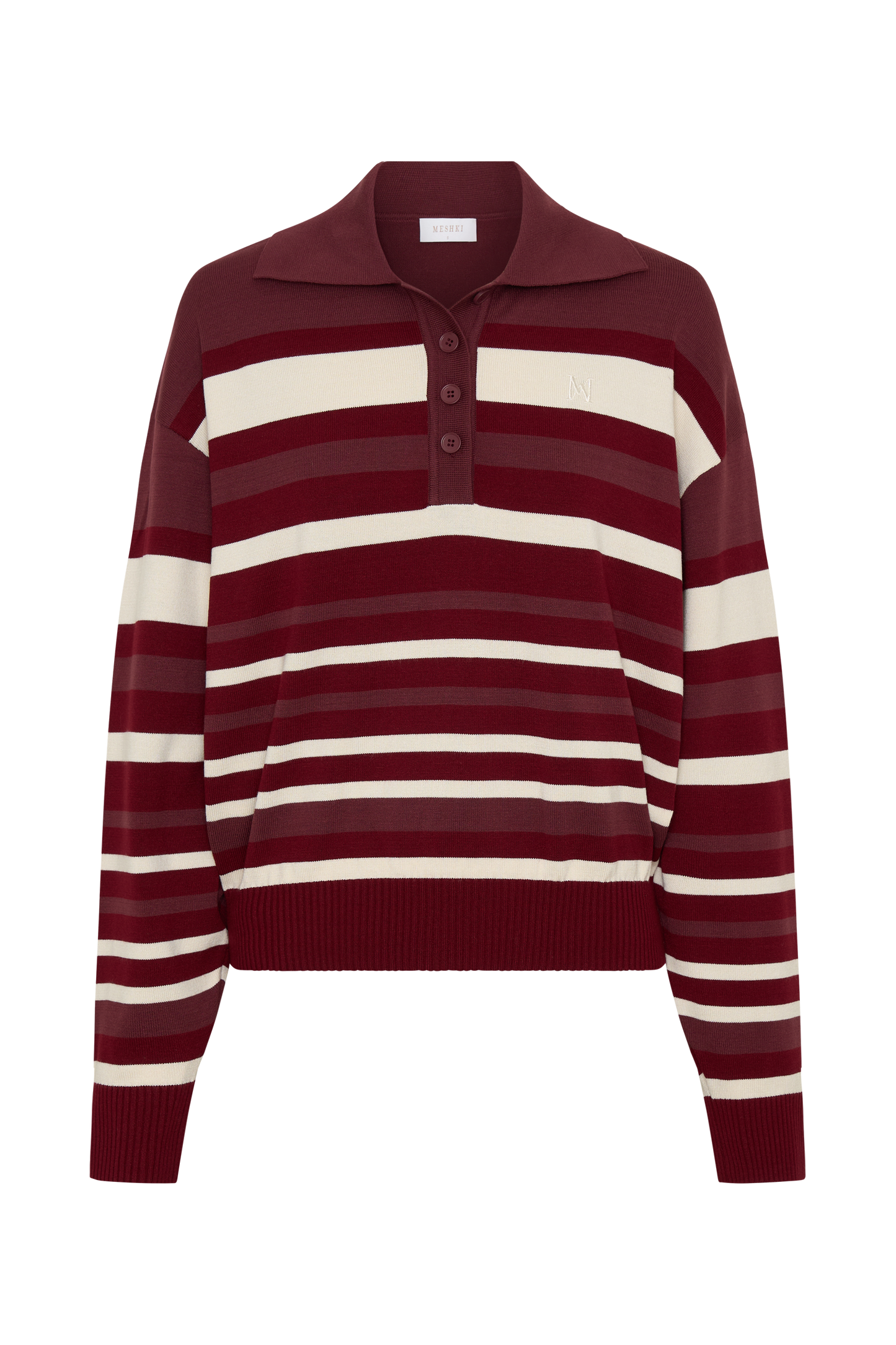 Philly Stripe Long Sleeve Knit Jumper - Burgundy/Cream