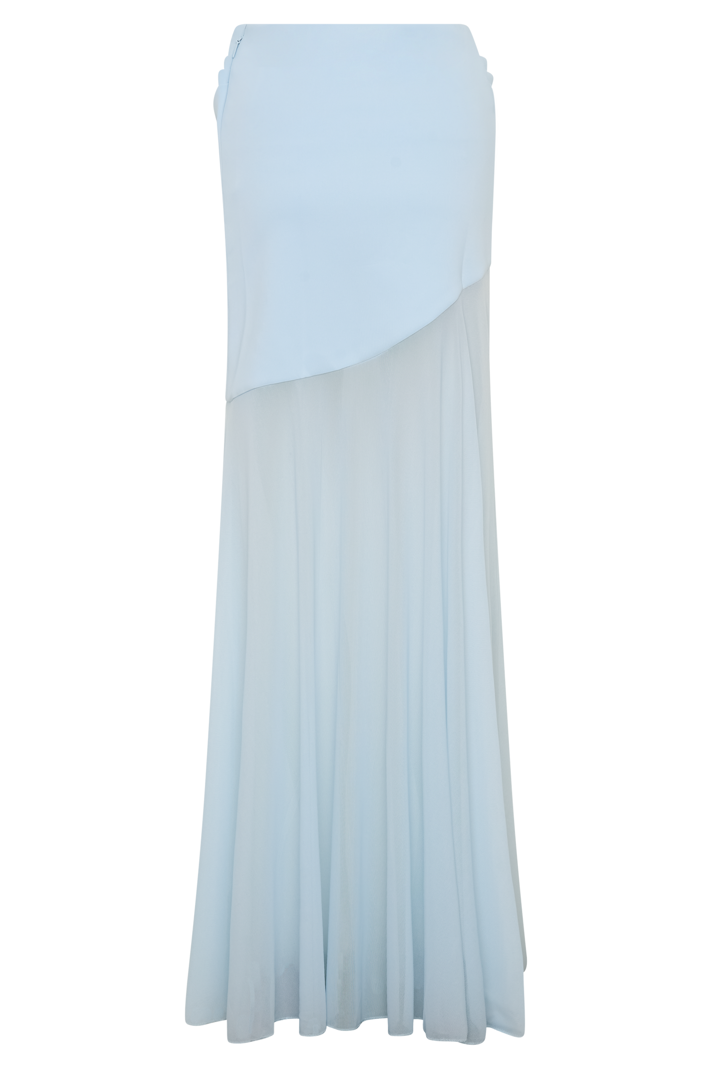 Portia Scuba And Mesh Maxi Skirt - Pale Blue