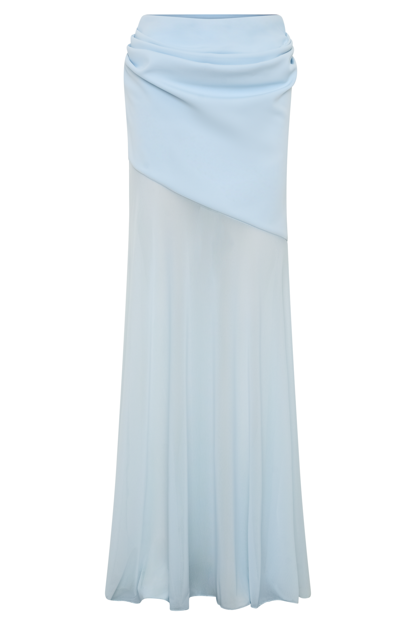 Portia Scuba And Mesh Maxi Skirt - Pale Blue