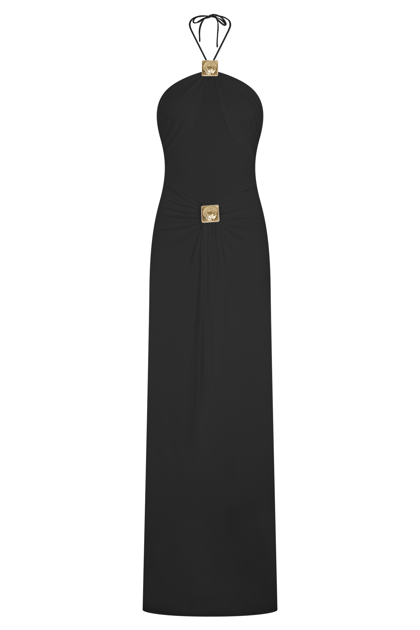 Quincy Halter Maxi Dress With Hardware - Black