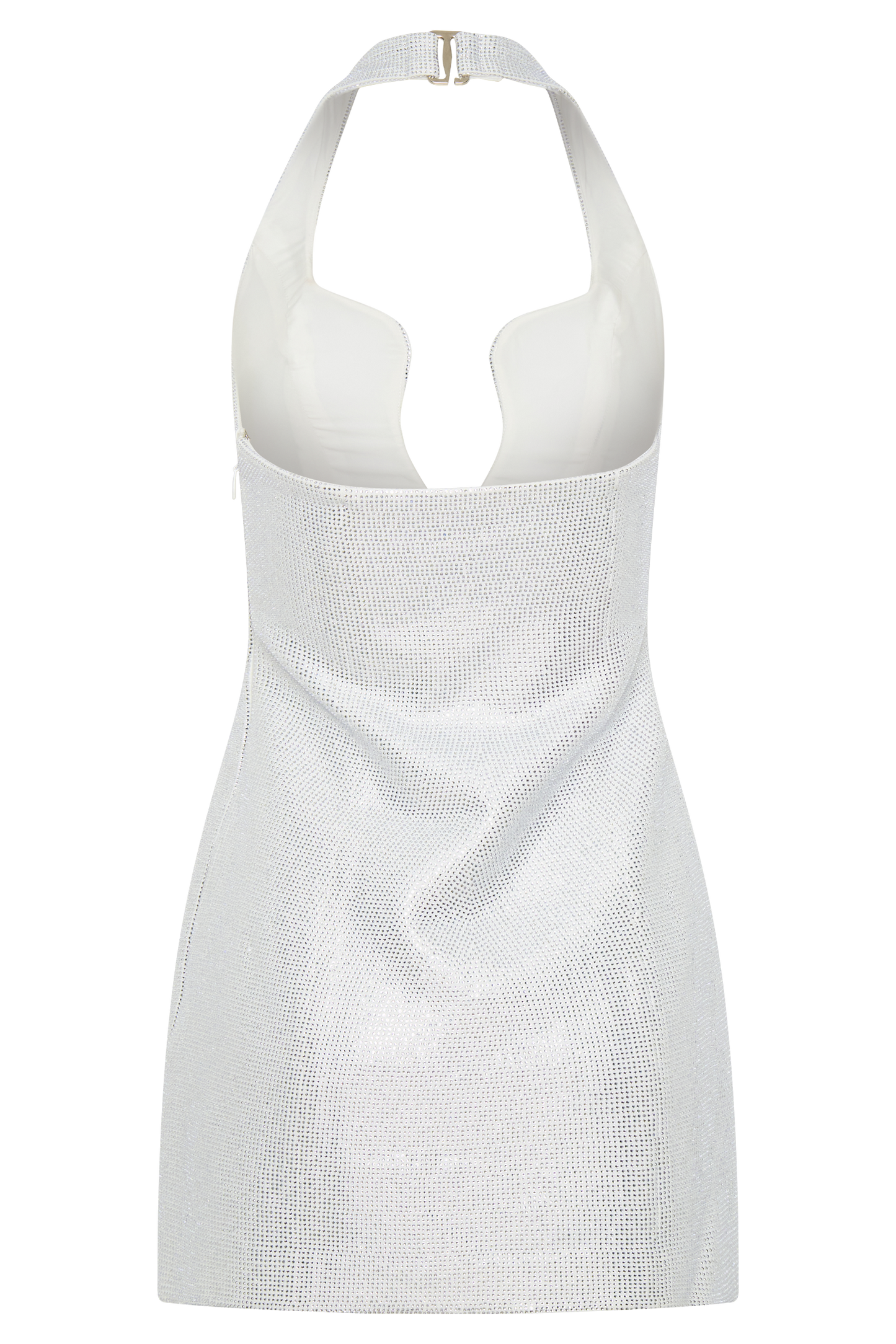 Raina Diamante Halter Mini Dress - White