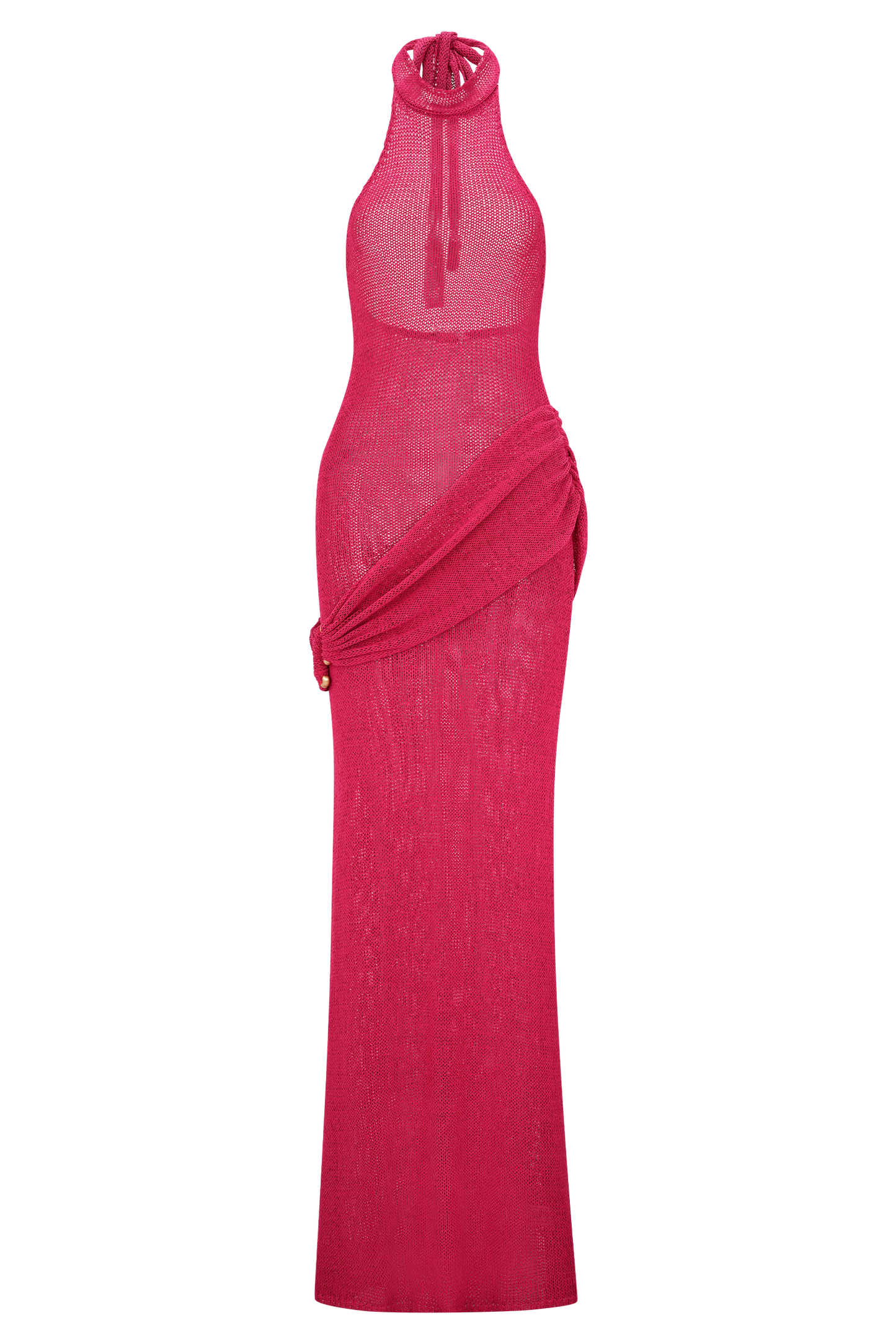 Reece Halter Knit Maxi Dress - Dragonfruit