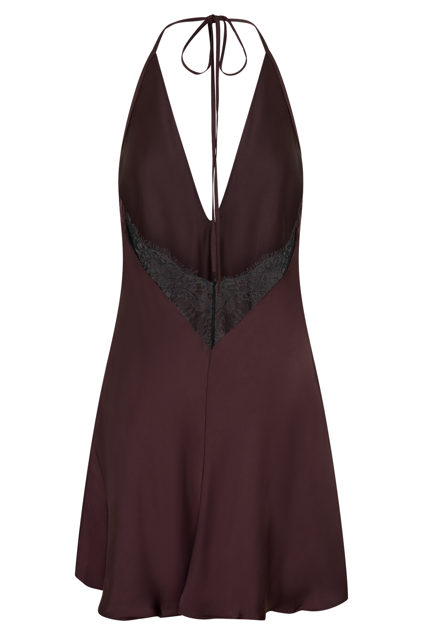 Regina Halter Lace And Satin Mini Dress - Chocolate