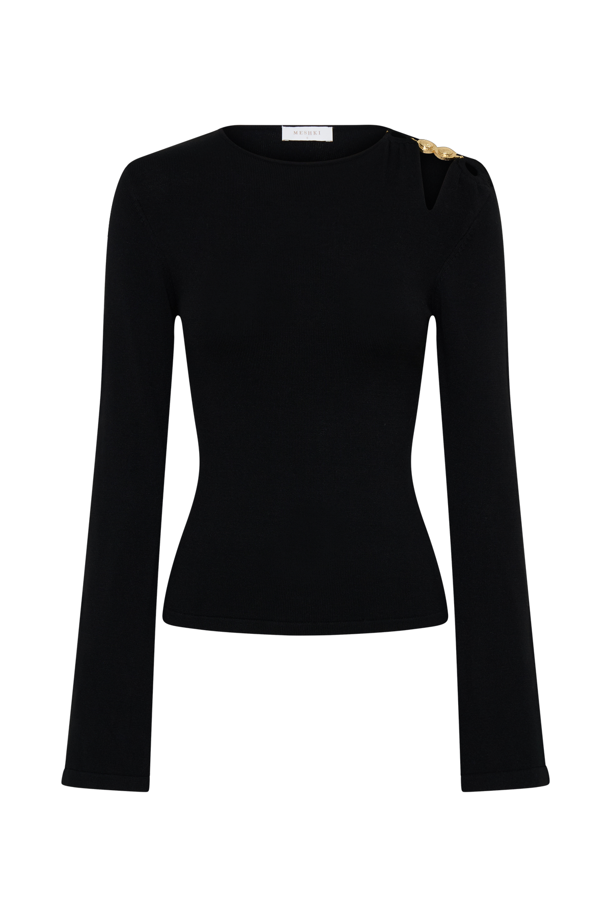 Ricky Knit Long Sleeve Longline Top - Black