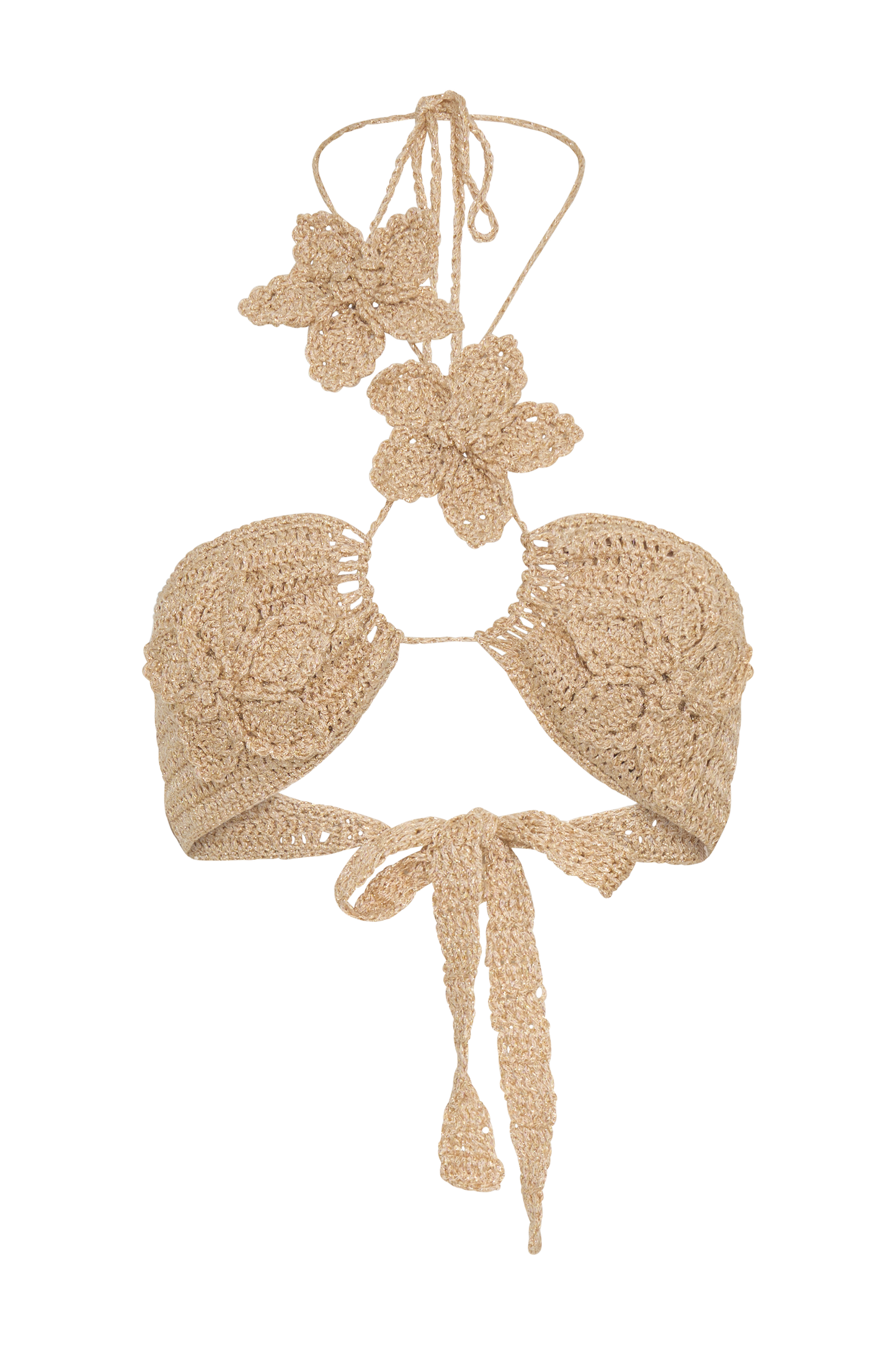 River Floral Crochet Bikini Top - Gold