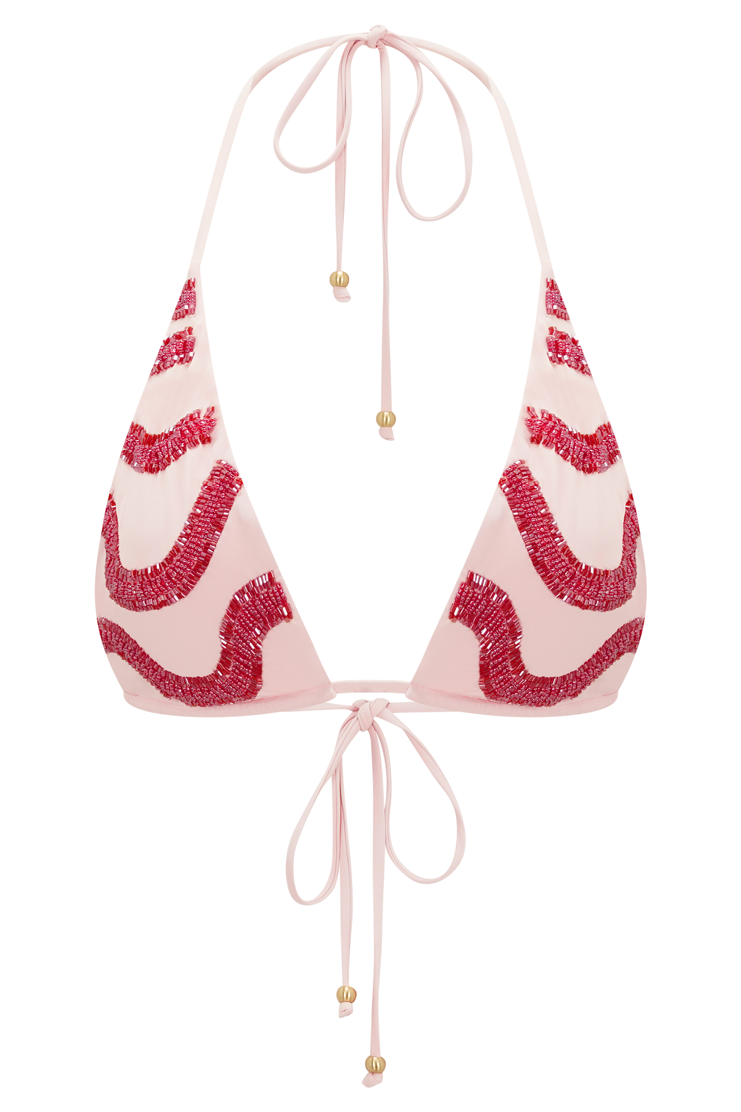 Robyn Beaded Triangle Bikini Top - Pink