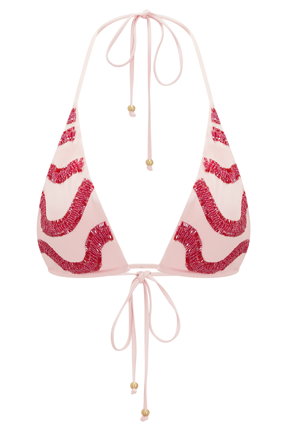Robyn Beaded Triangle Bikini Top - Pink