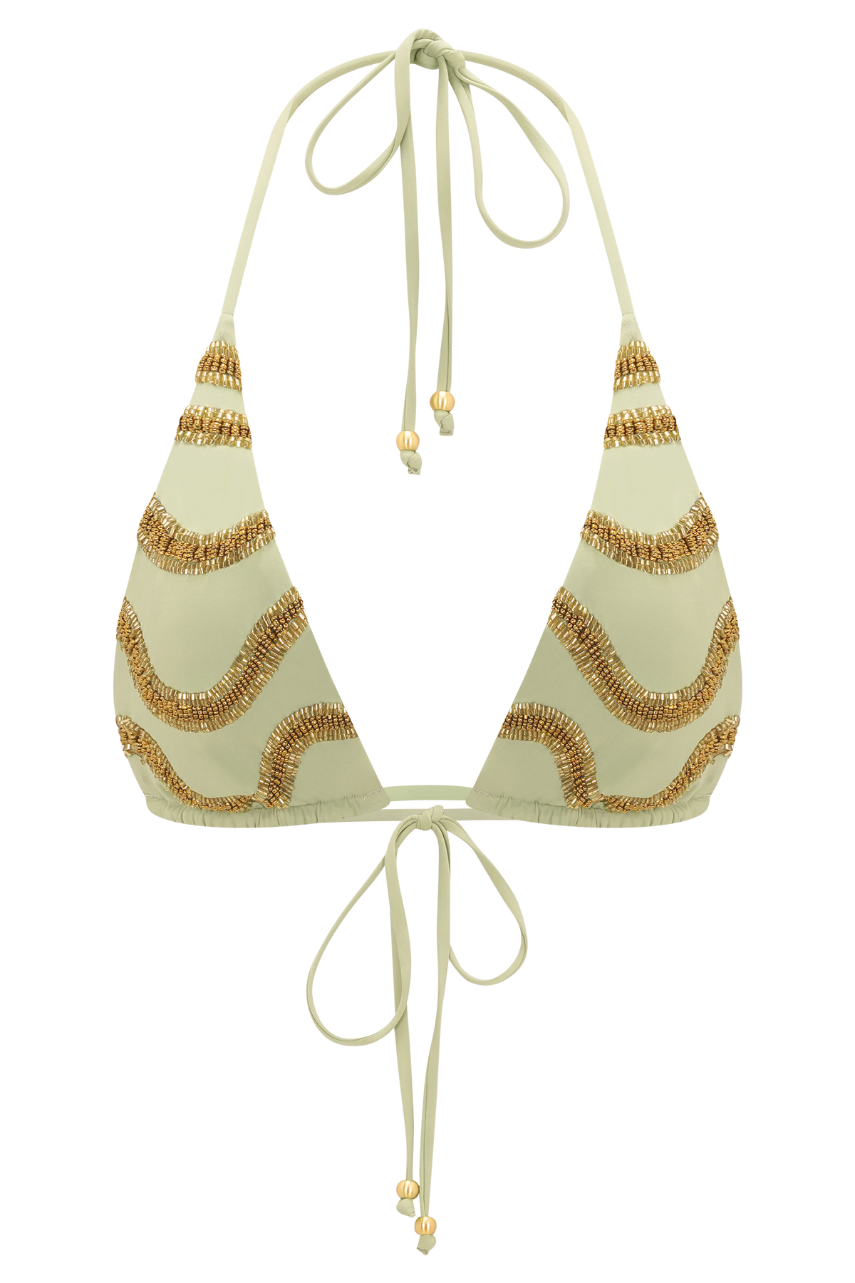 Robyn Beaded Triangle Bikini Top - Sage