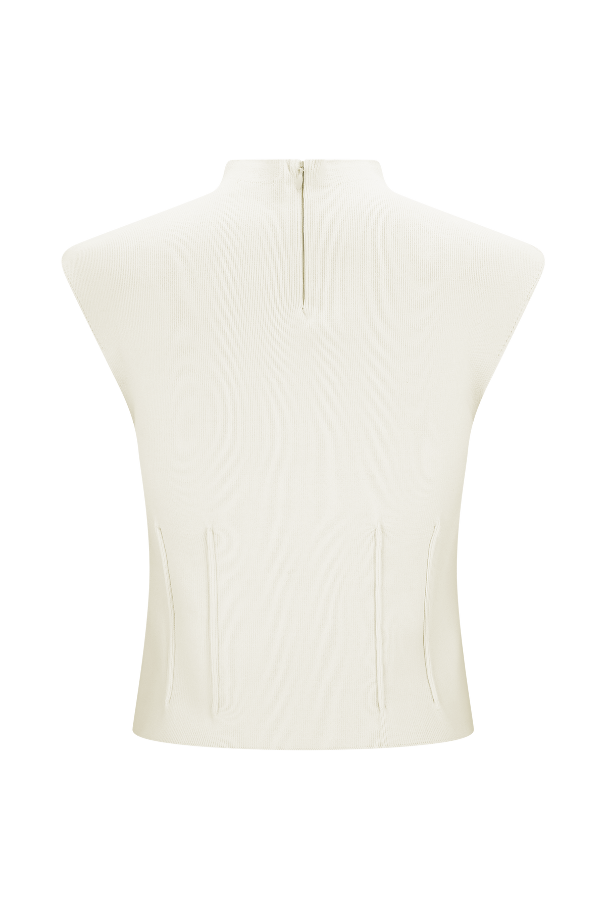 Romaine High Neck Bandage Knit Top - Ivory