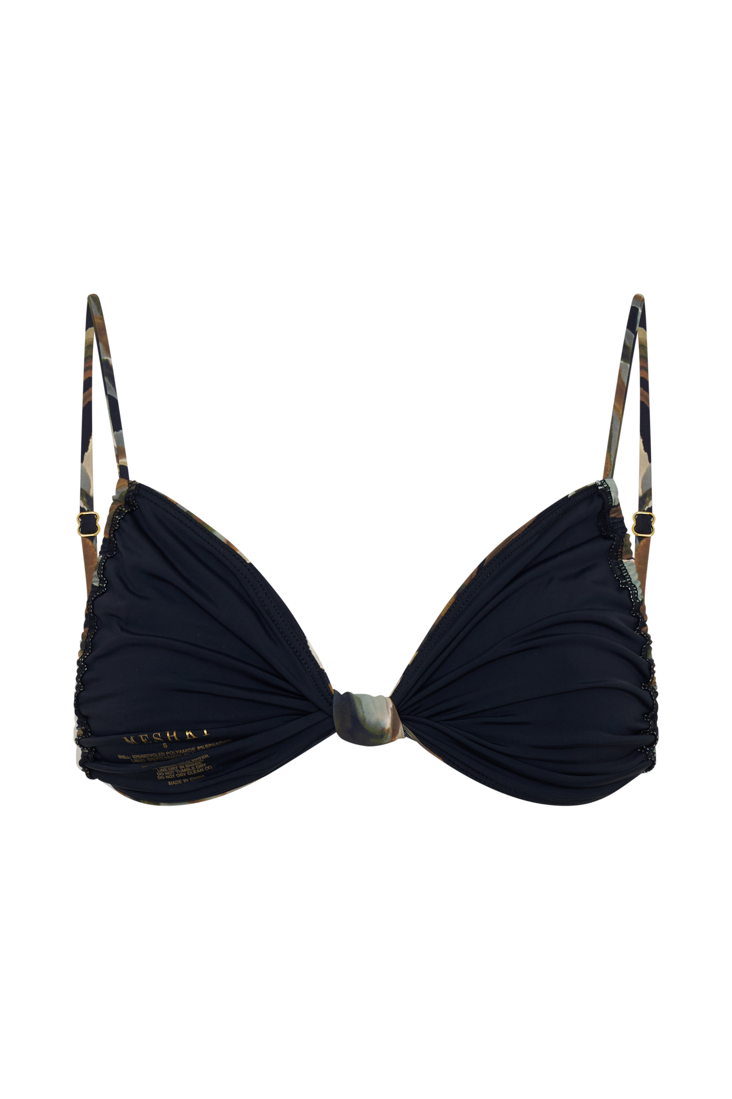 Rosmunda Ruched Bikini Top - Green Fluid Reverie Print