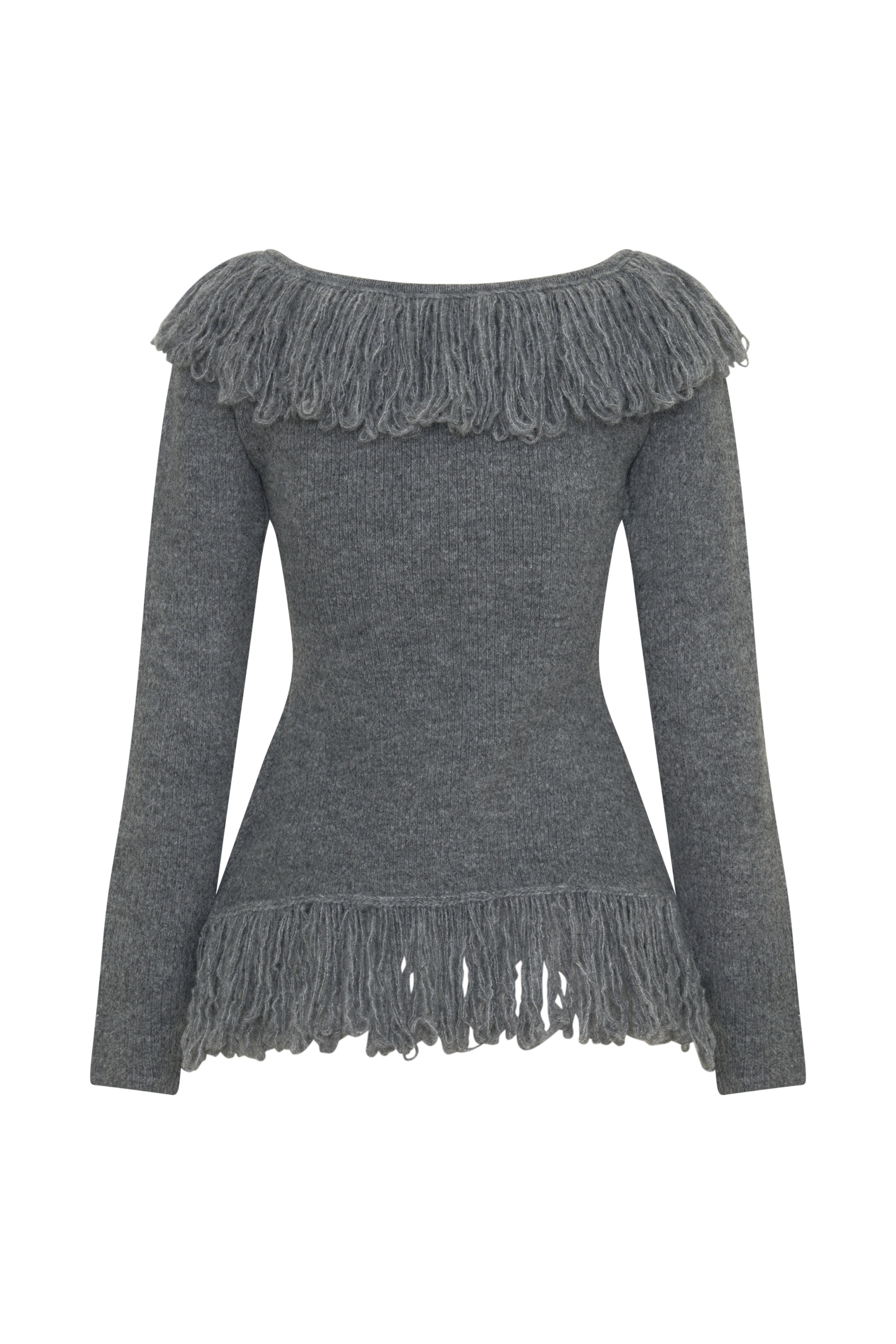 Sammie Fringe Knit Top - Charcoal