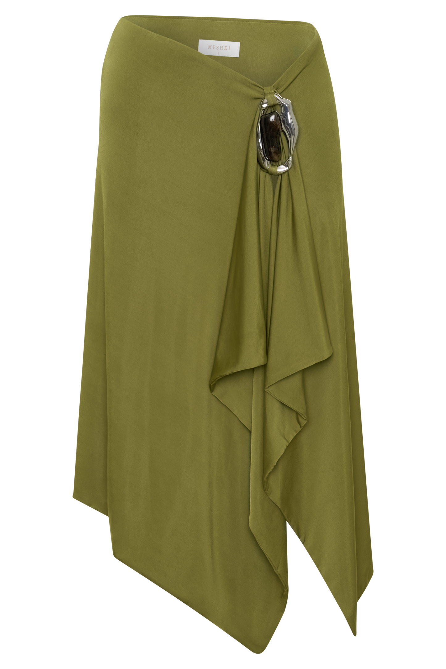 Sault Hankie Midi Skirt with Hardware - Martini Olive