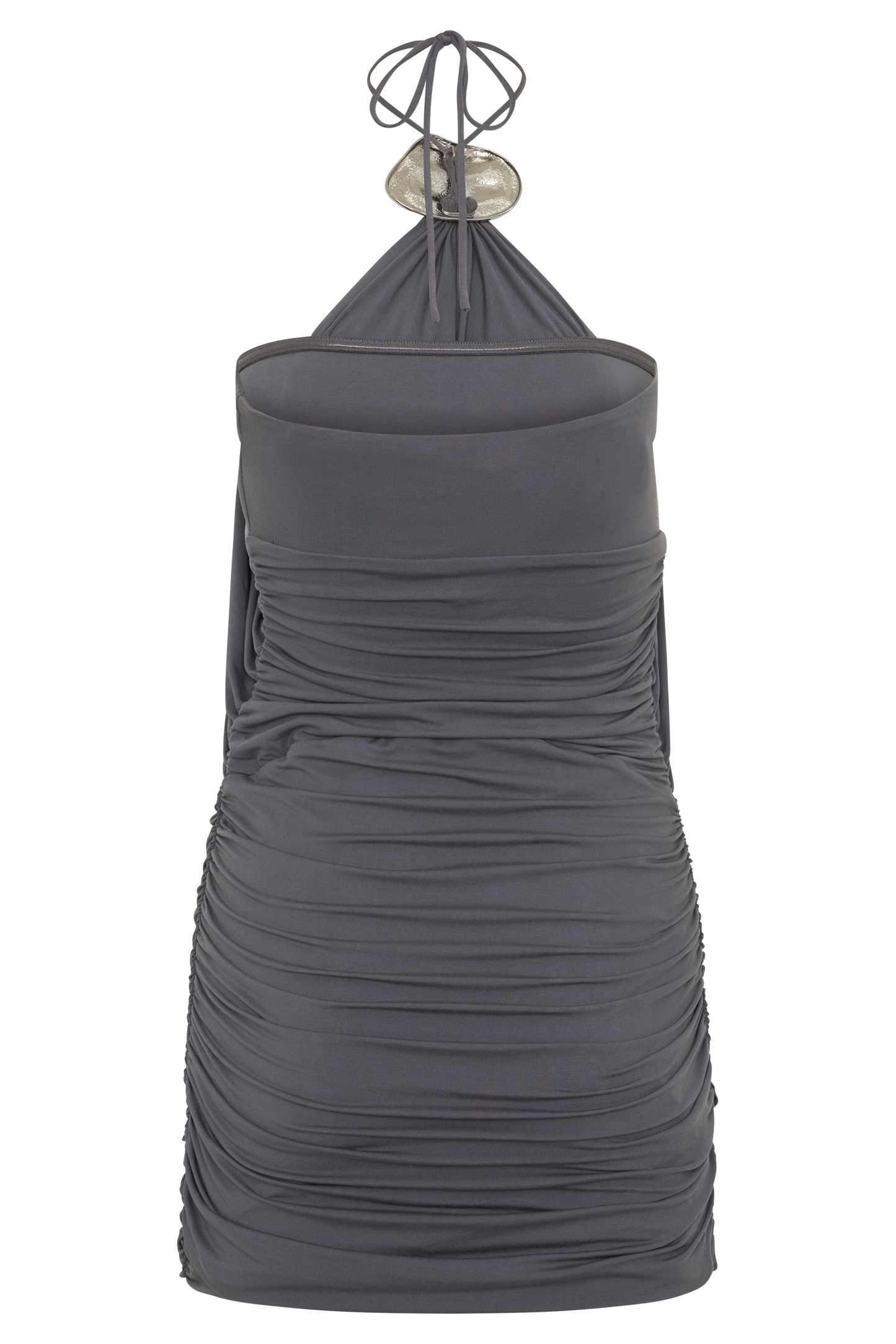 Sade Halter With Hardware Mini Dress - Pompei Grey