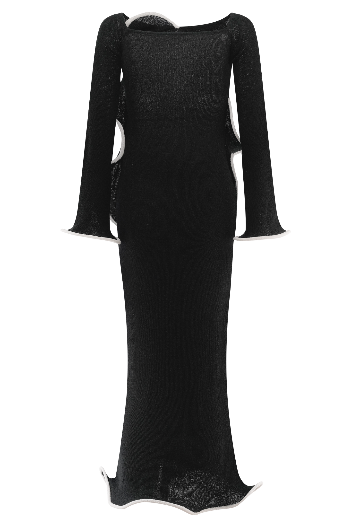 Sandrine Off Shoulder Knit Maxi Dress - Black/White