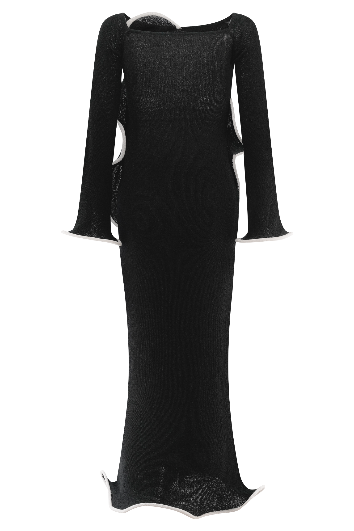 Sandrine Off Shoulder Knit Maxi Dress - Black/White #8