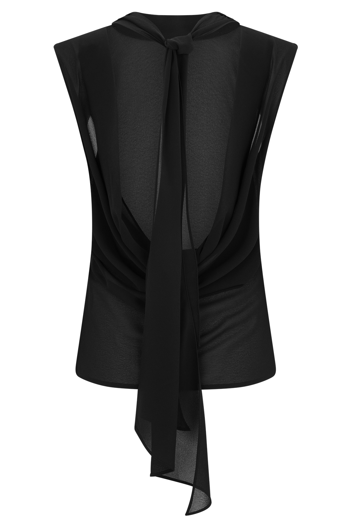 Saria Chiffon Low Back Top - Black