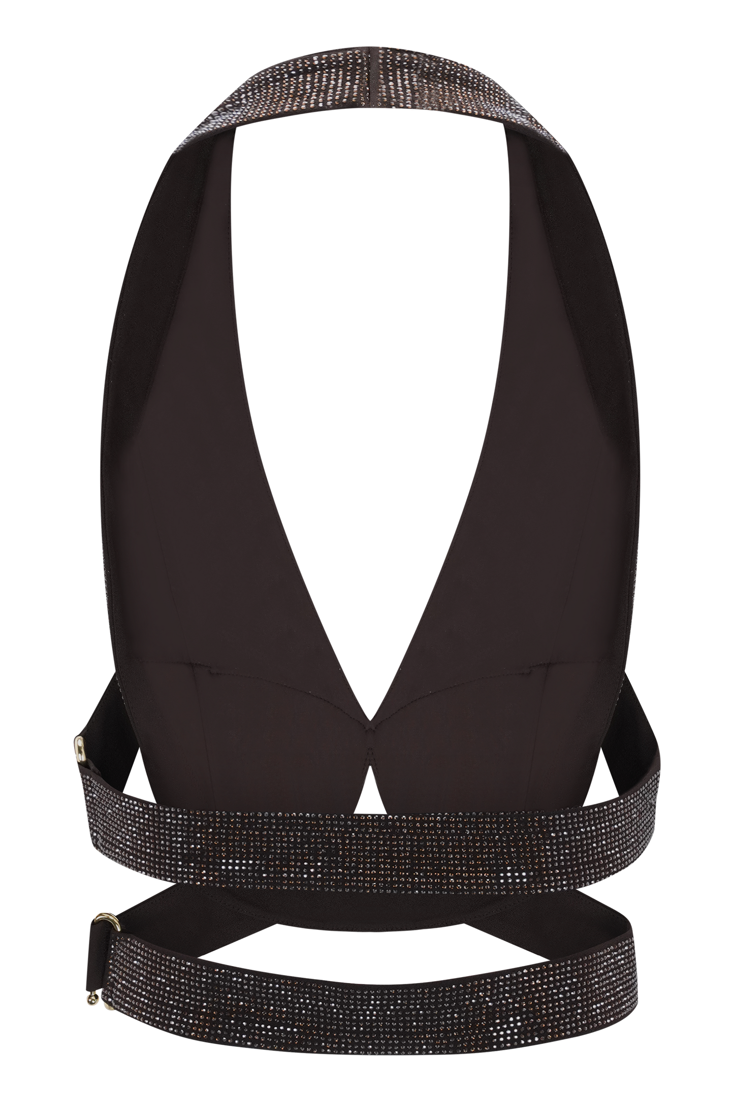 Siren Satin And Diamante Halter Top - Dark Chocolate