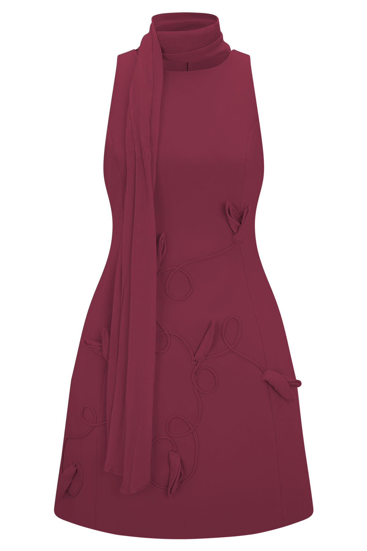 Skyler Suiting Embroidered Mini Dress - Wine