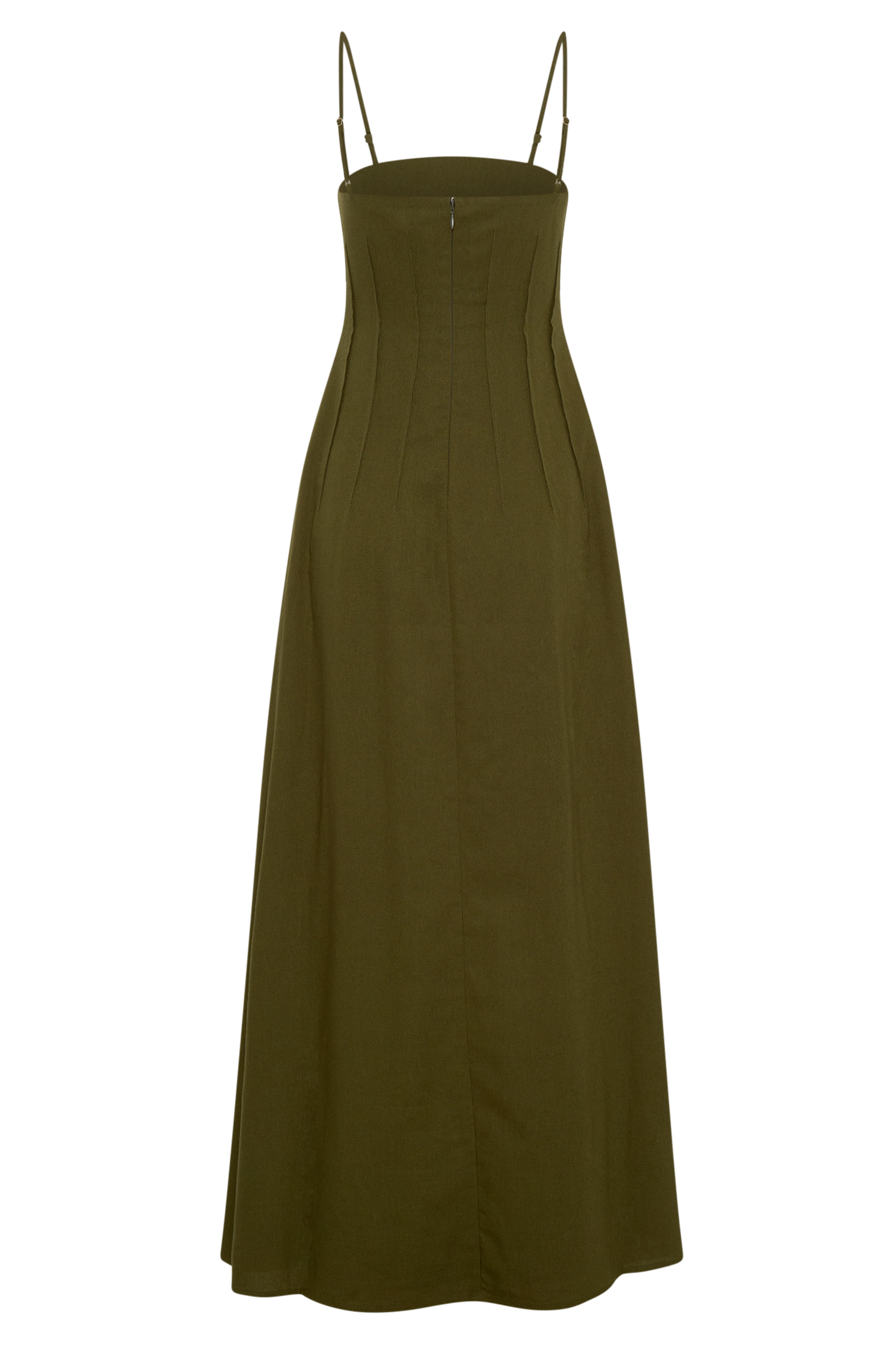Sofie Pintuck Linen Maxi Dress - Khaki