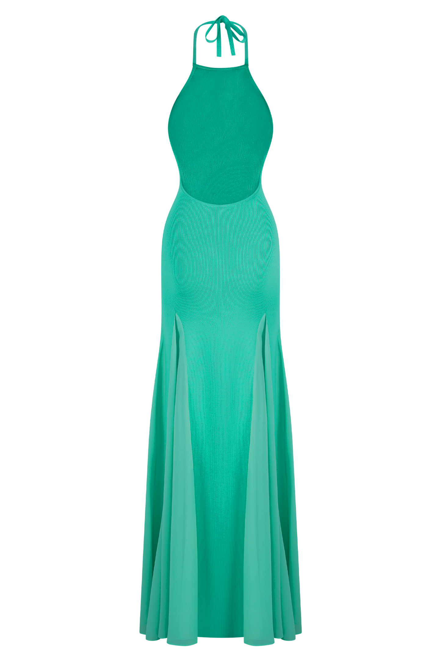 Soleil Knit And Mesh Halter Maxi Dress - Lagoon