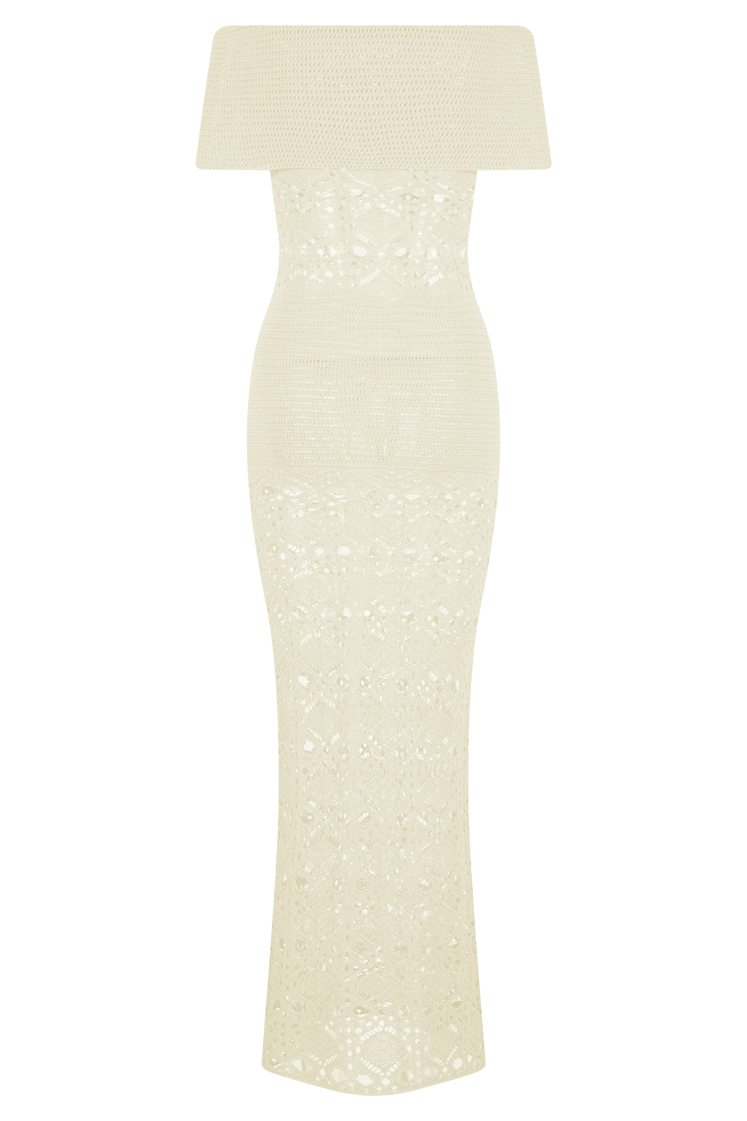 Solstice Off Shoulder Crochet Knit Maxi Dress - Ivory #6