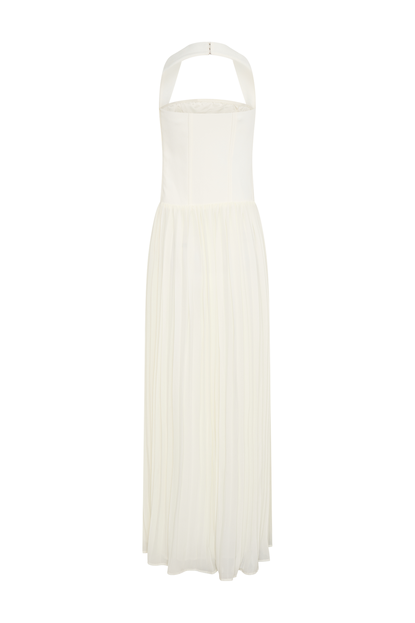 Stacie Pleated Halter Maxi Dress - Ivory