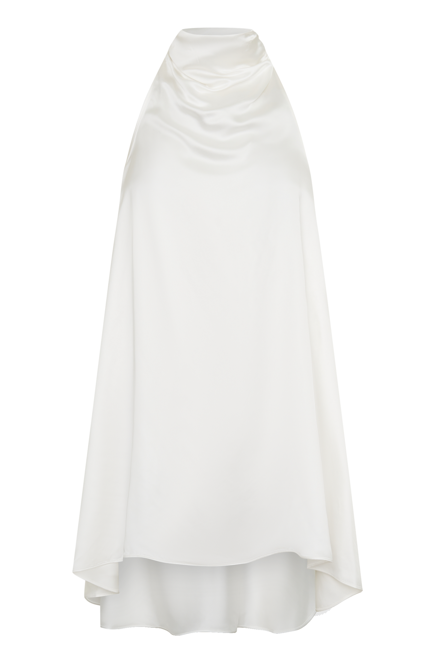 Sydney Asymmetrical Satin Halter Mini Dress - Ivory