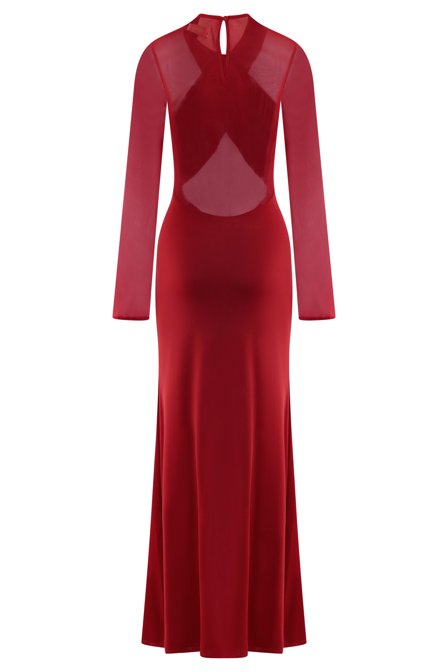 Tania Slinky And Mesh Long Sleeve Maxi Dress - Ruby #8