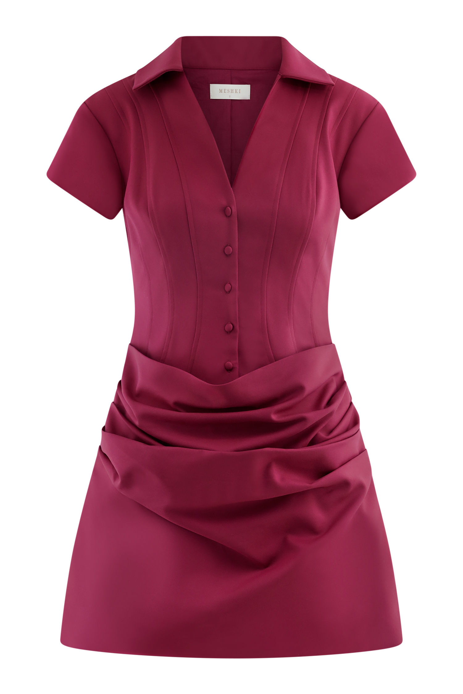 Tarryn Collared Cotton Mini Dress - Dragonfruit #11