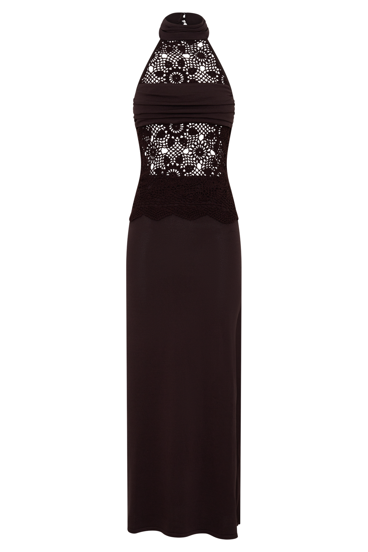 Tessie Knit & Crochet Maxi Dress - Dark Chocolate
