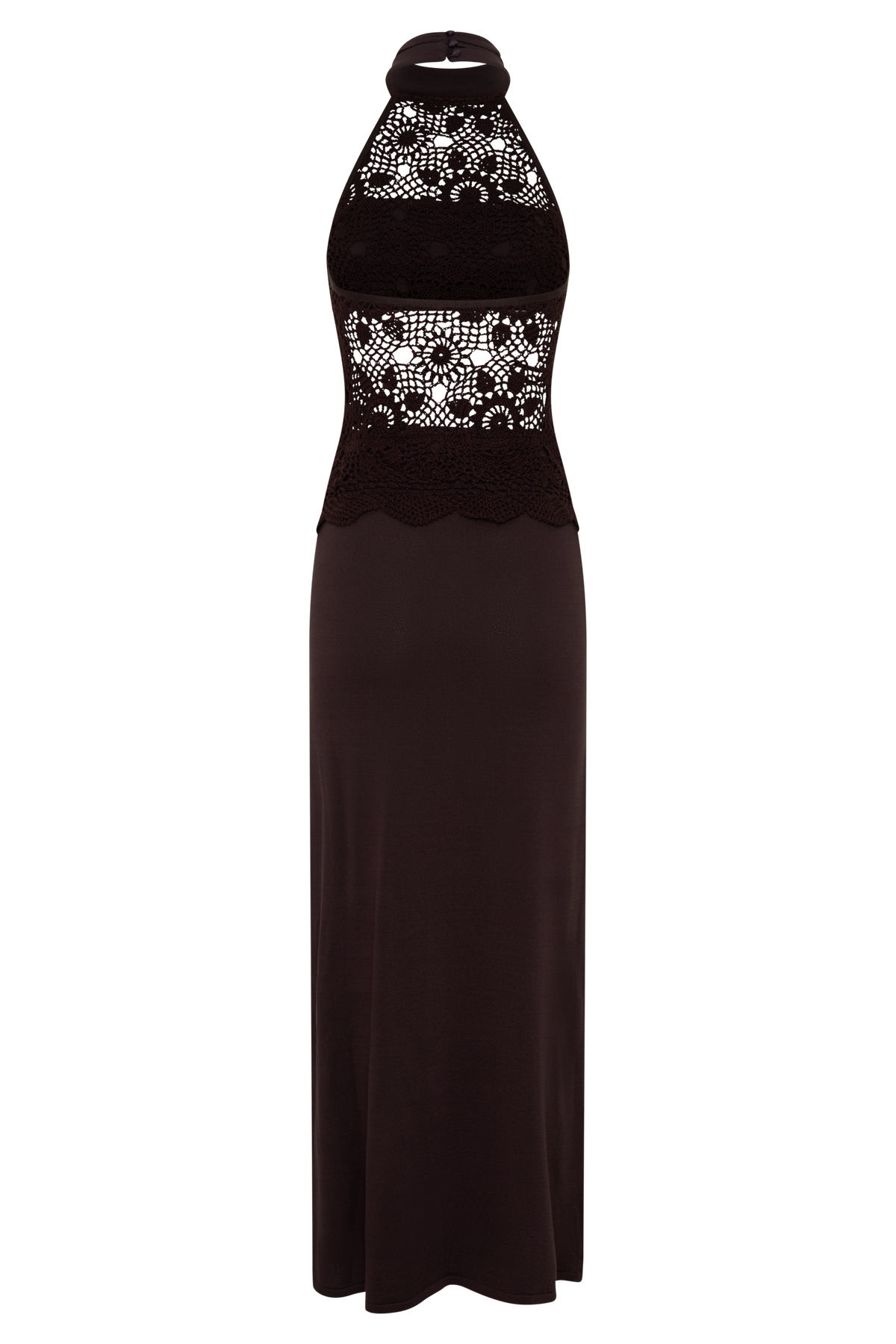 Tessie Knit & Crochet Maxi Dress - Dark Chocolate