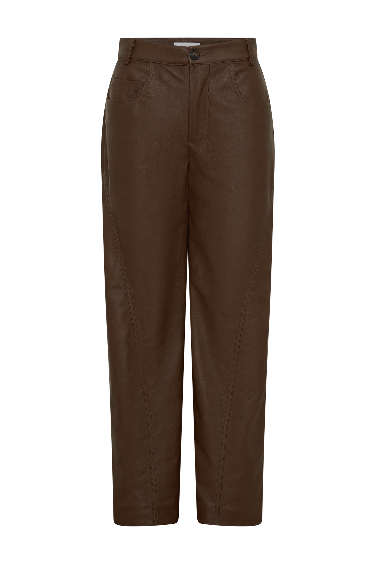 Theo Faux Leather Mid Rise Pants - Dark Chocolate