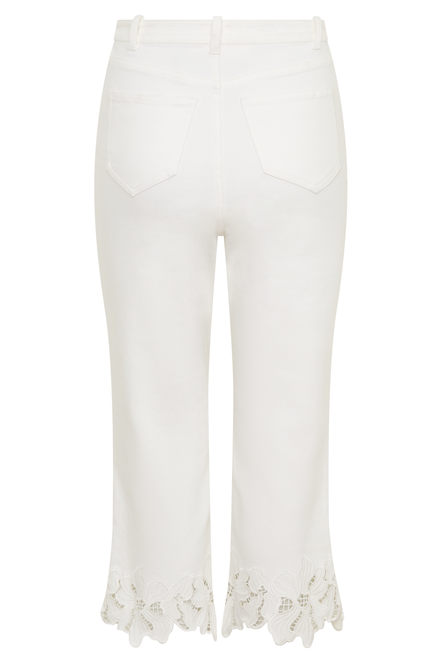 Tillie Flower Embroidery Denim Capris - White