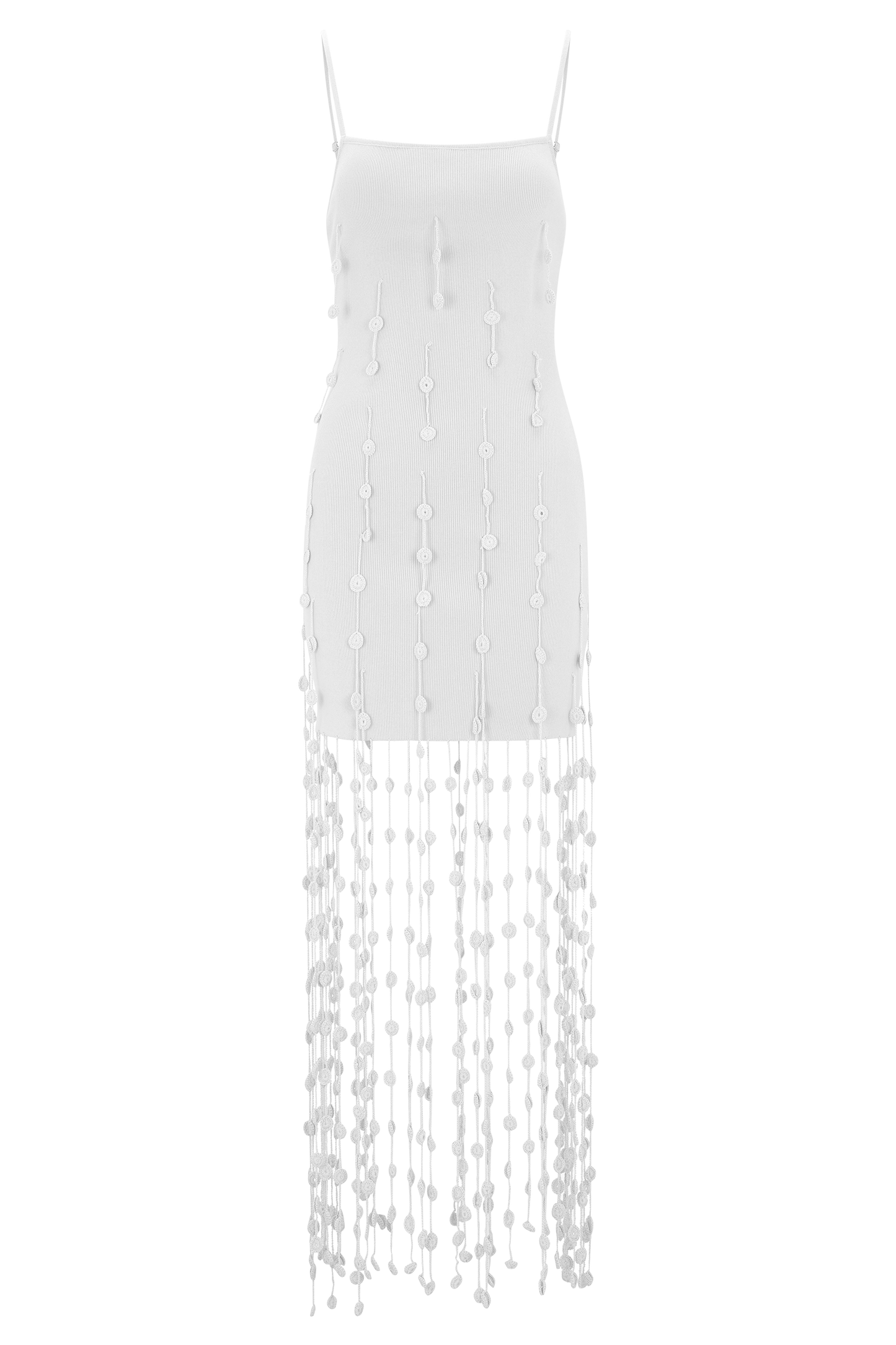 Tove Hand Knit Flower Mini Dress - White