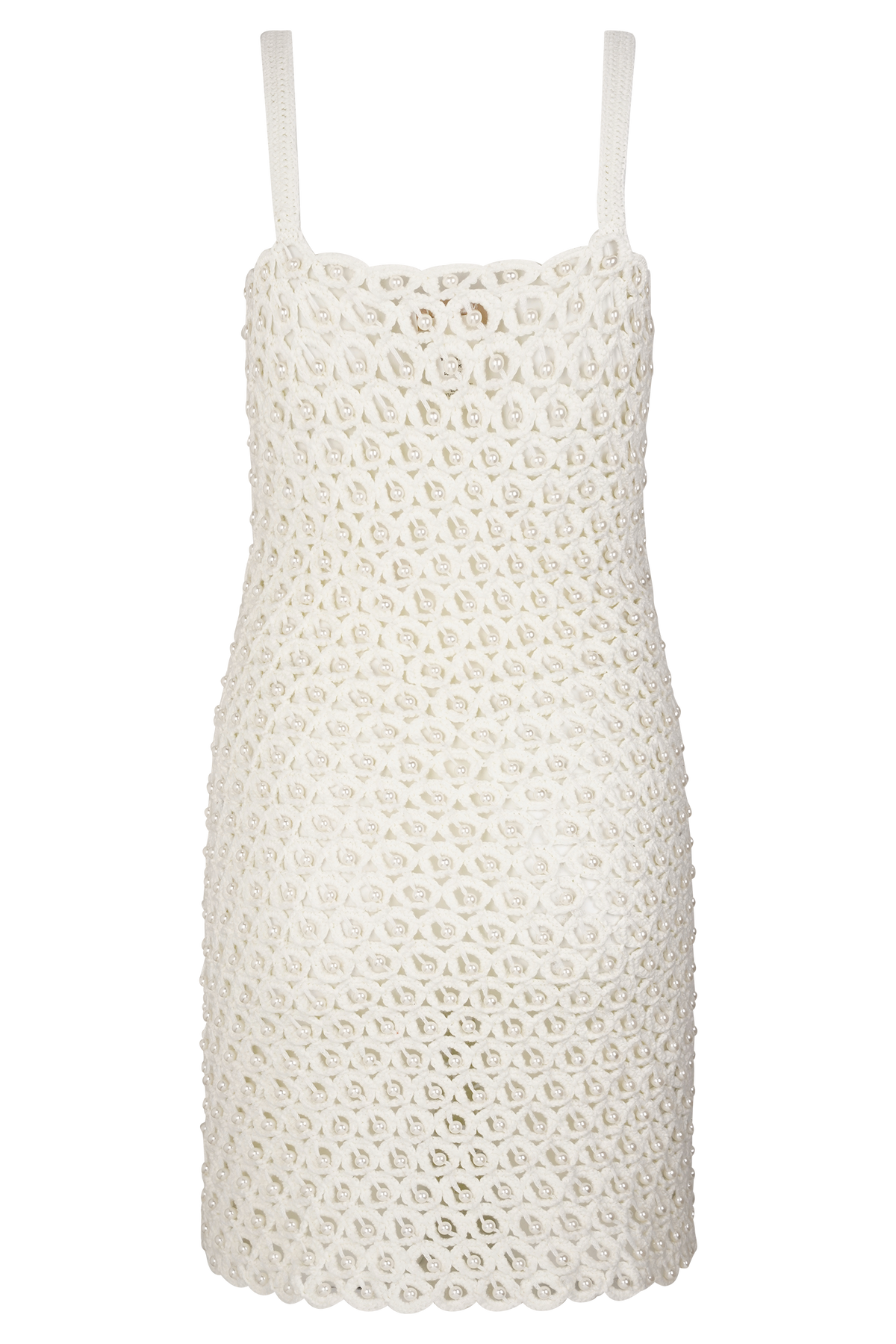Vanessa Hand Crochet Pearl Mini Dress - Ivory