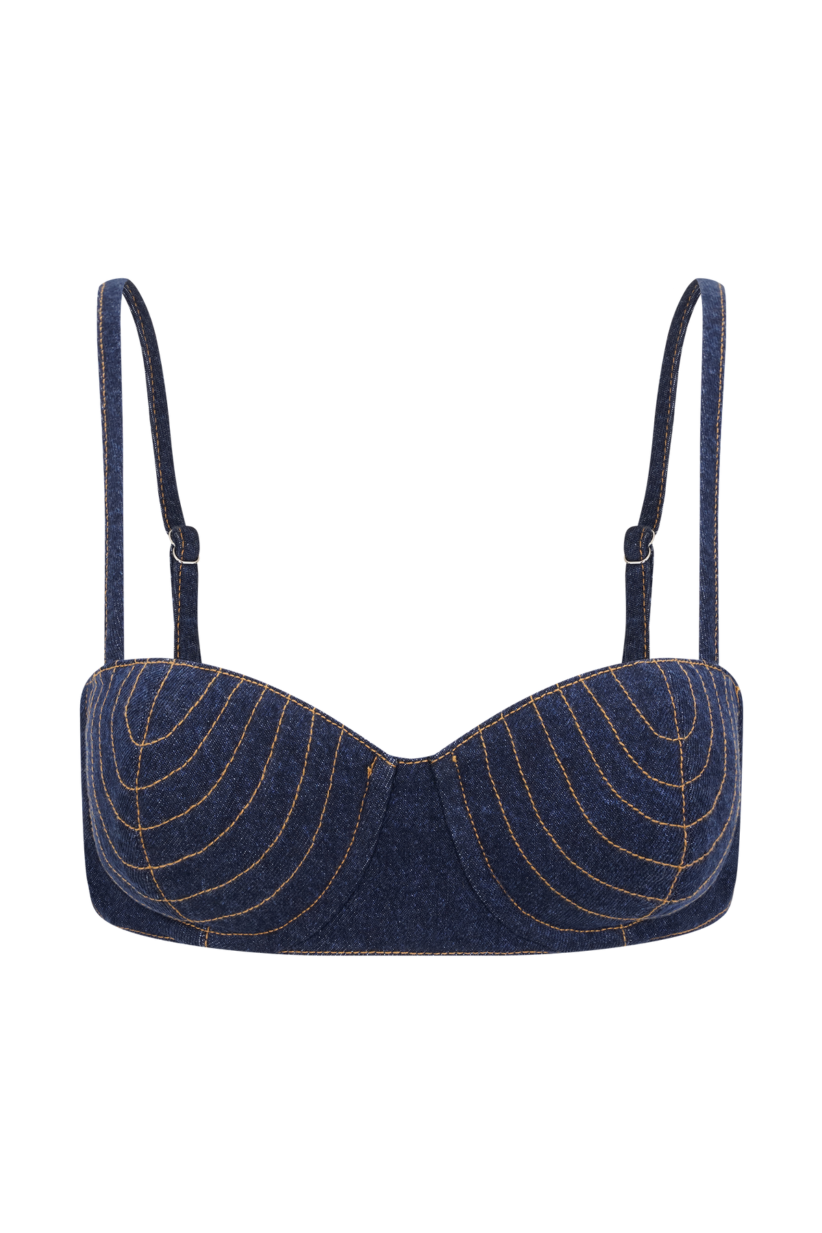 Belle Denim Cropped Bralette - Indigo Blue