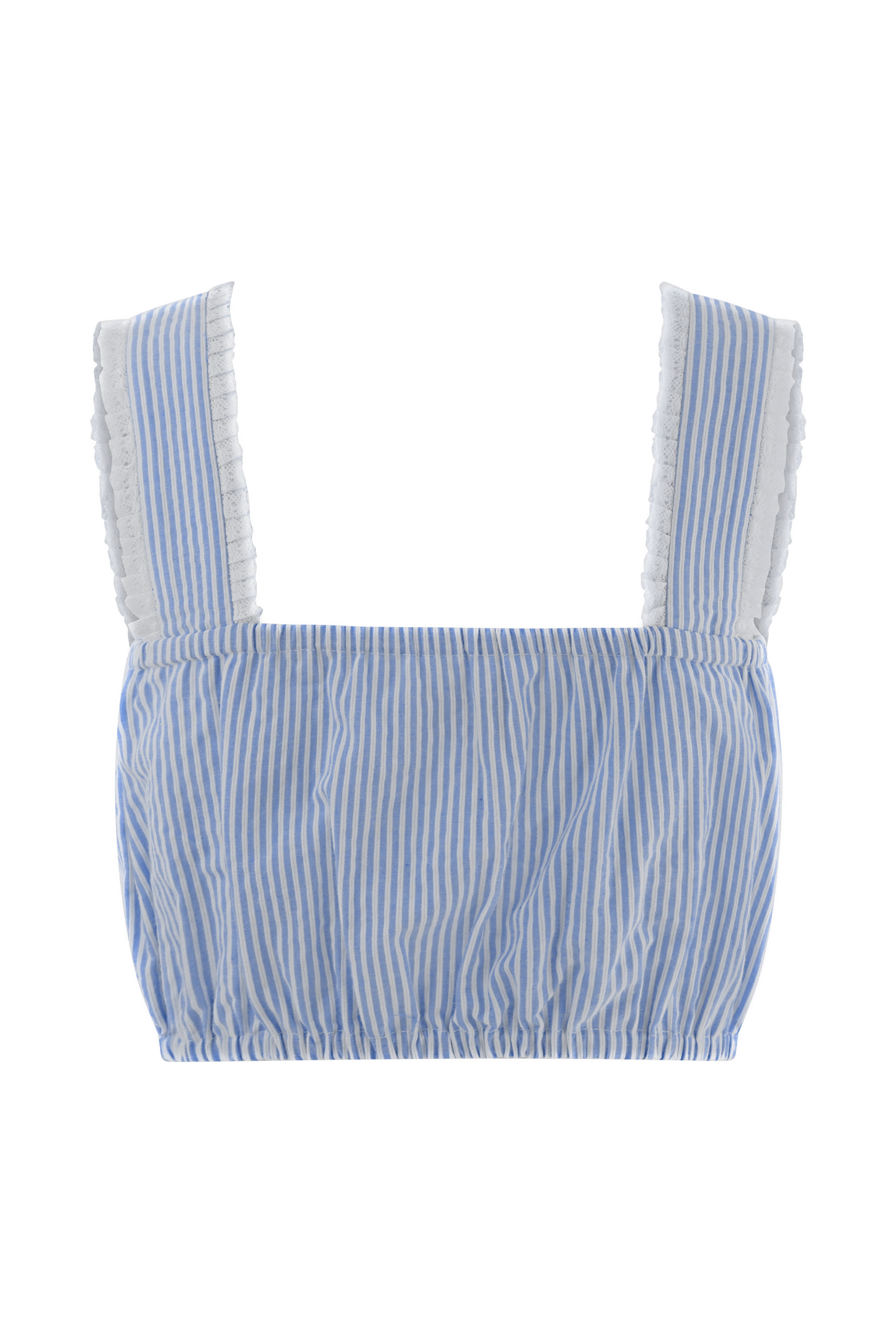 Gretel Sleeveless Crop Top - Blue Pinstripe