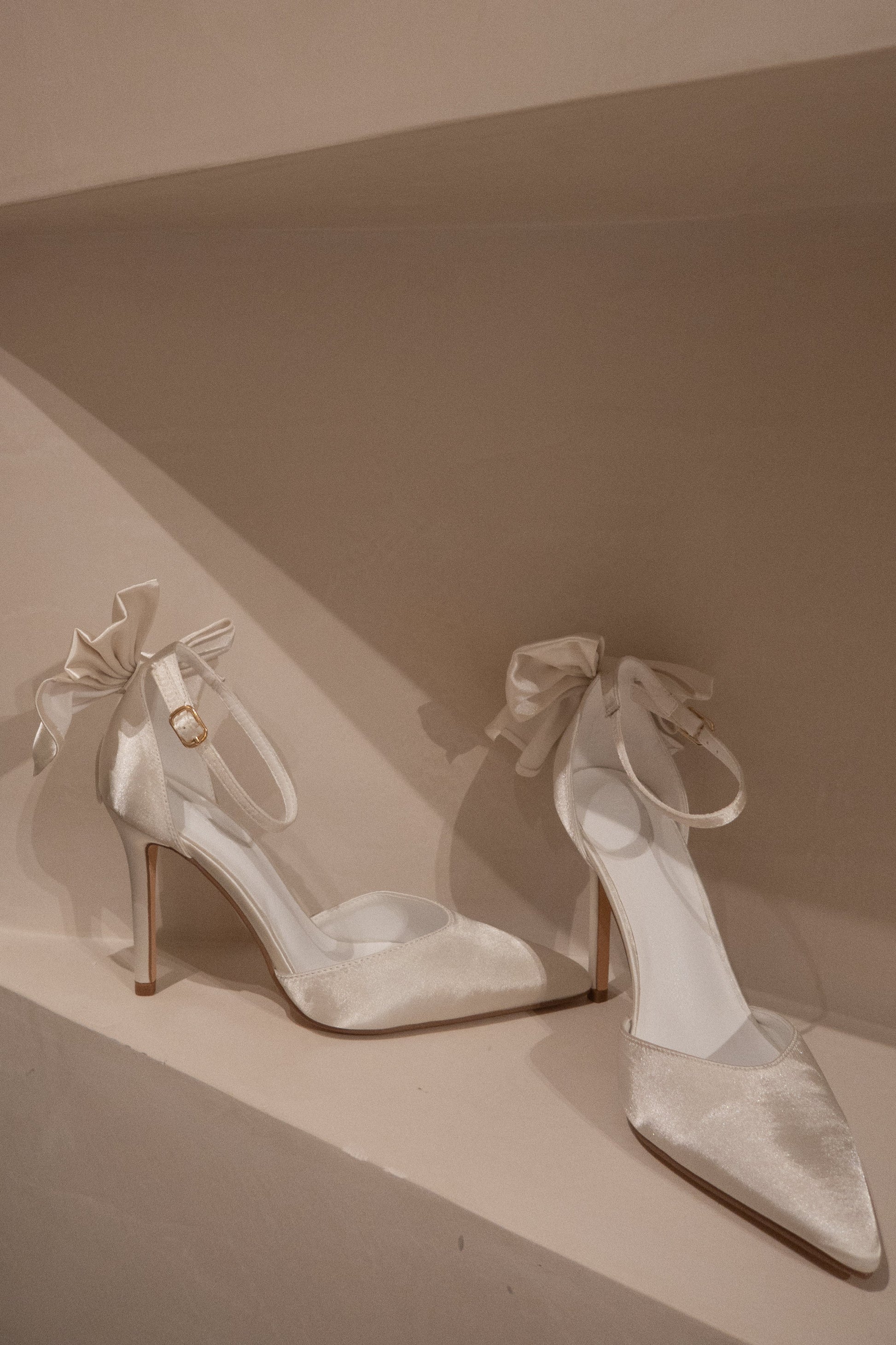 Charmed Satin Bow Heel - White #9