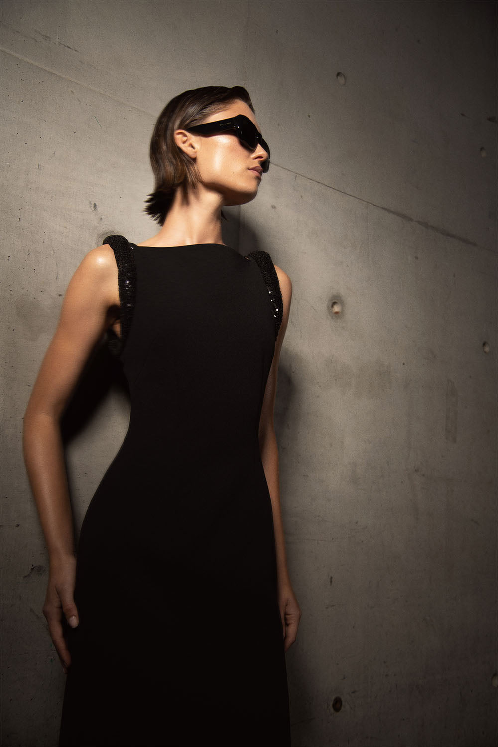 Elsie Crepe Maxi Dress With Beaded Straps - Black