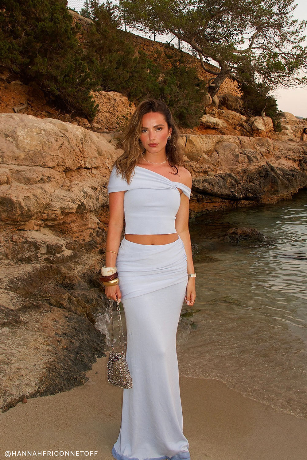 【IRENE】 Tuxedo Maxi Skirt Irene Gathered Knit Maxi Skirt - Blue | MESHKI UK